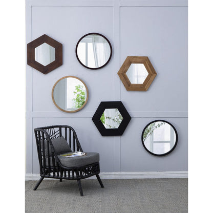 A&B Home 20" x 20" Bundle of 23 Round Walnut Frame Wall-Mounted Mirror