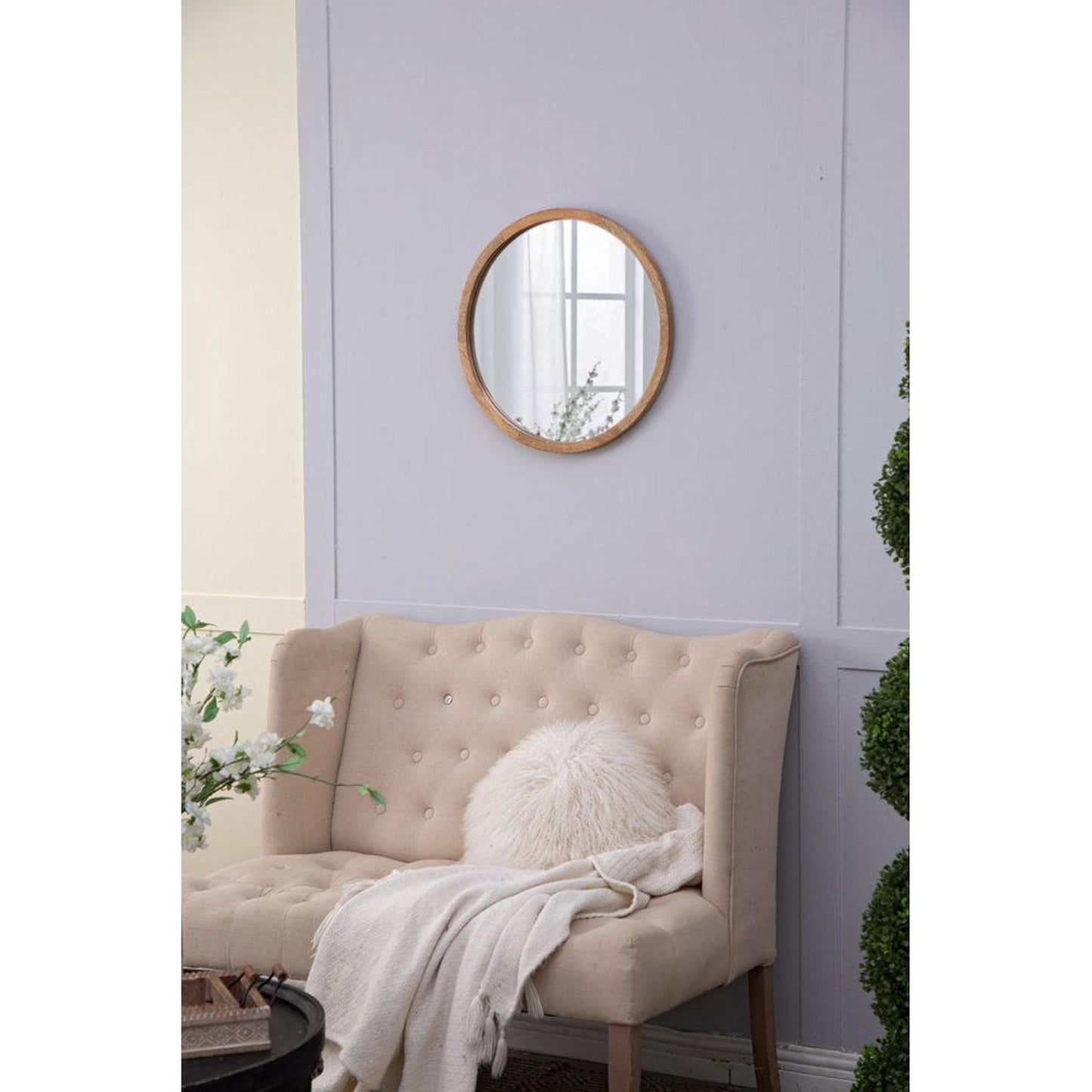 A&B Home 20" x 20" Bundle of 36 Round Natural Brown Frame Wall-Mounted Mirror