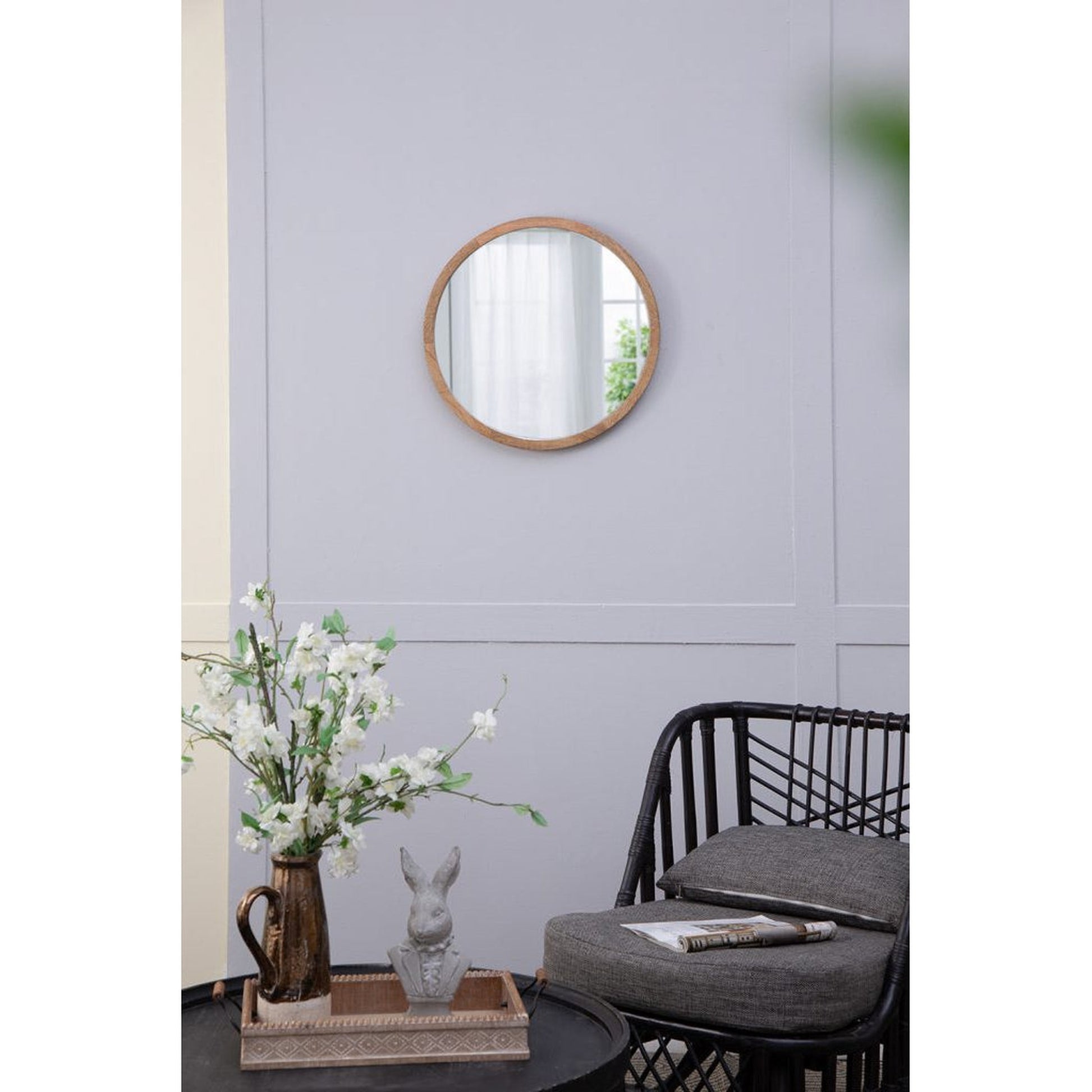 A&B Home 20" x 20" Bundle of 36 Round Natural Brown Frame Wall-Mounted Mirror