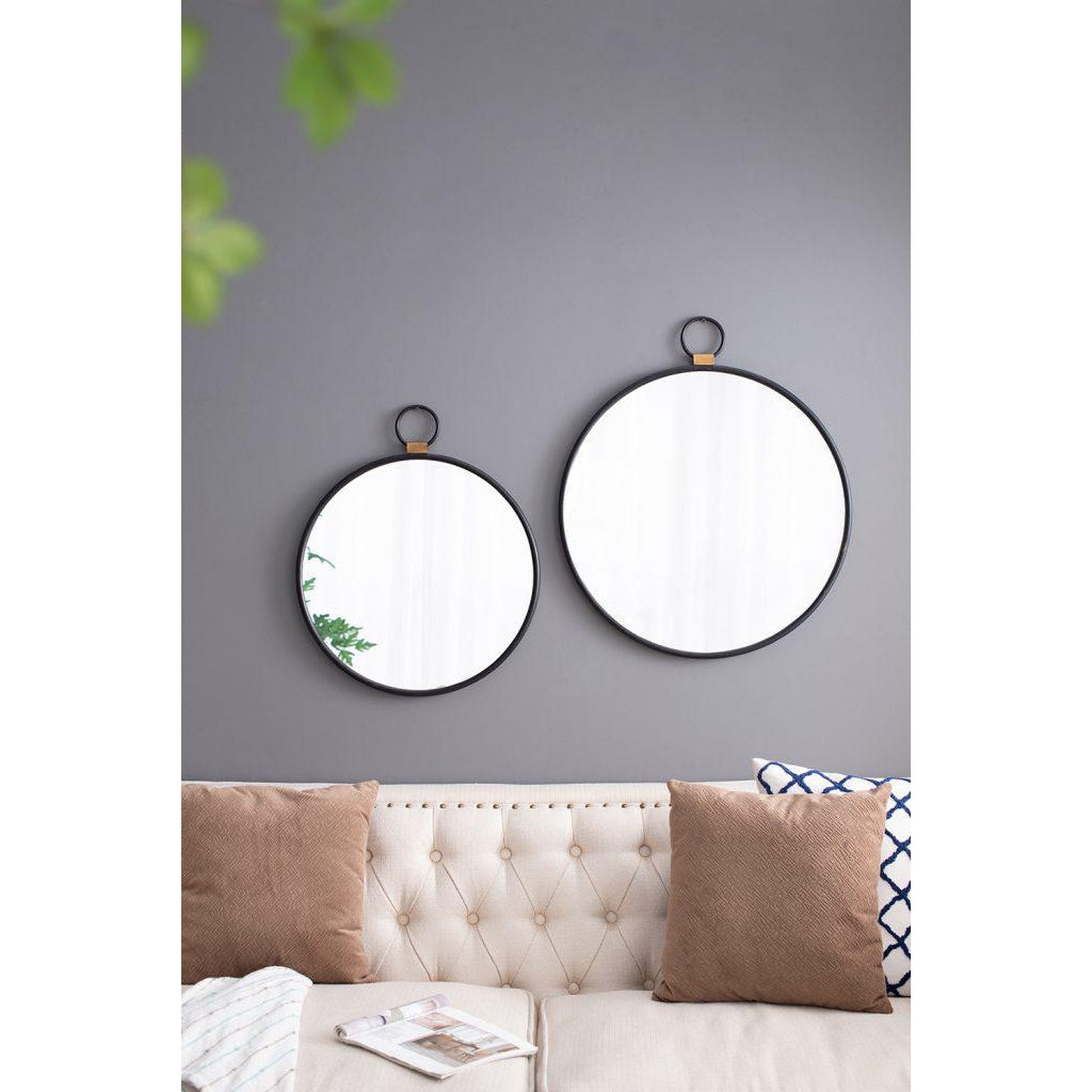 A&B Home 20" x 23" Bundle of 44 Oval Shaped Black Metal Frame Wall-Mounted Mirror