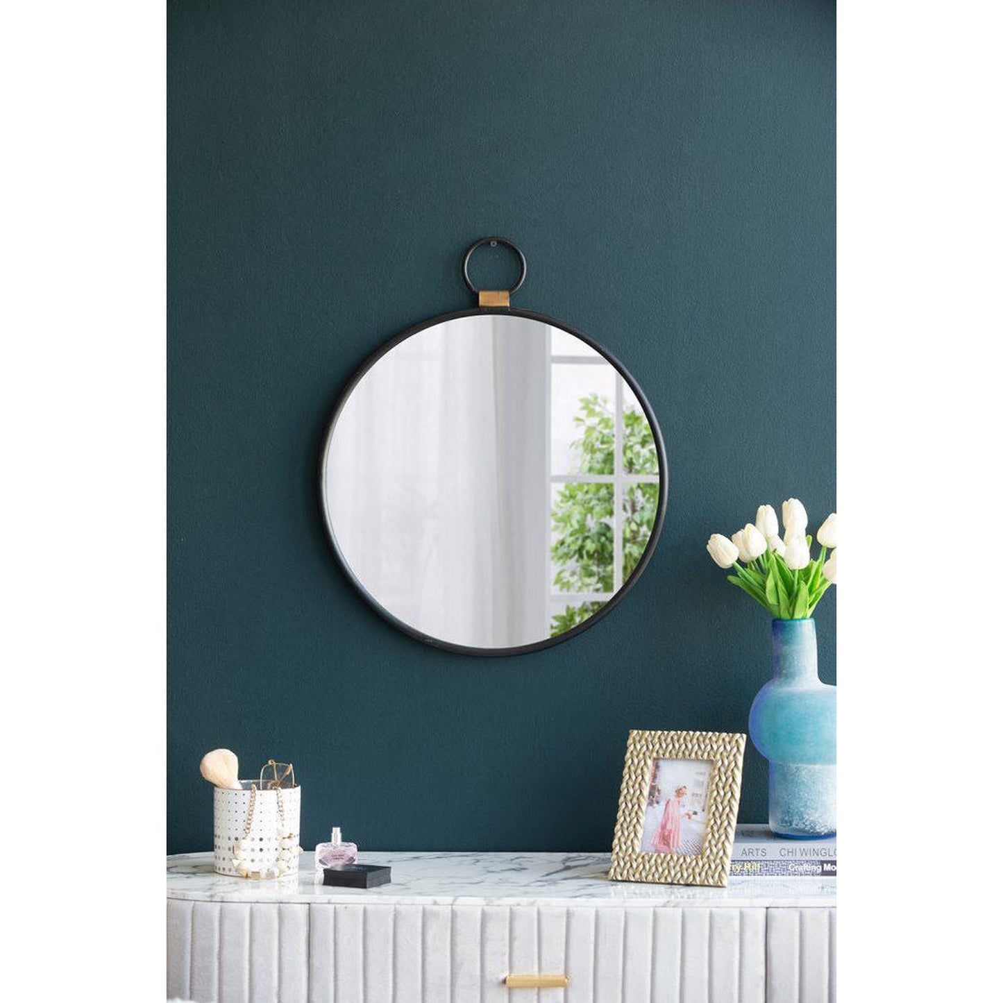 A&B Home 20" x 23" Bundle of 44 Oval Shaped Black Metal Frame Wall-Mounted Mirror