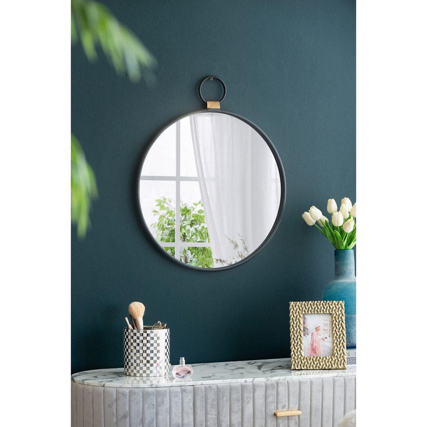 A&B Home 20" x 23" Bundle of 44 Oval Shaped Black Metal Frame Wall-Mounted Mirror