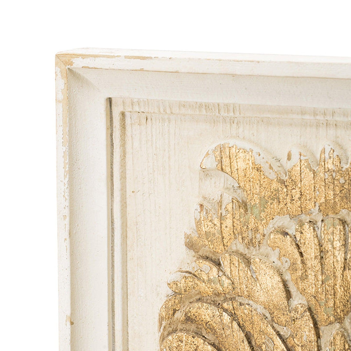 A&B Home 20" x 30" Set of 2 Bundle of 6 Rectangular White Wash With Gold Leaf Details Wooden Frame Wall-Mounted Mirror