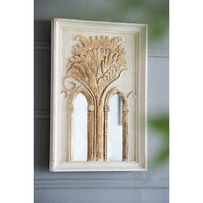 A&B Home 20" x 30" Set of 2 Bundle of 6 Rectangular White Wash With Gold Leaf Details Wooden Frame Wall-Mounted Mirror