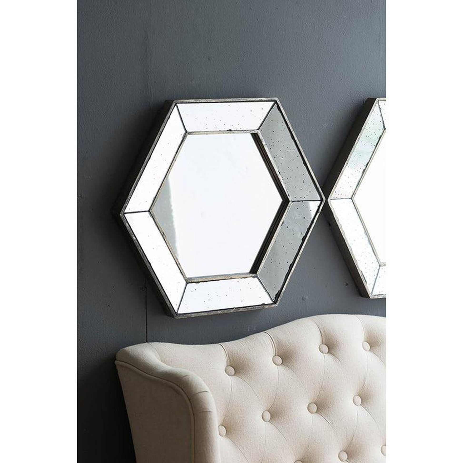 A&B Home 21" x 21" Bundle of 24 Silver Frame Hexagon Shaped Wall-Mounted Mirror