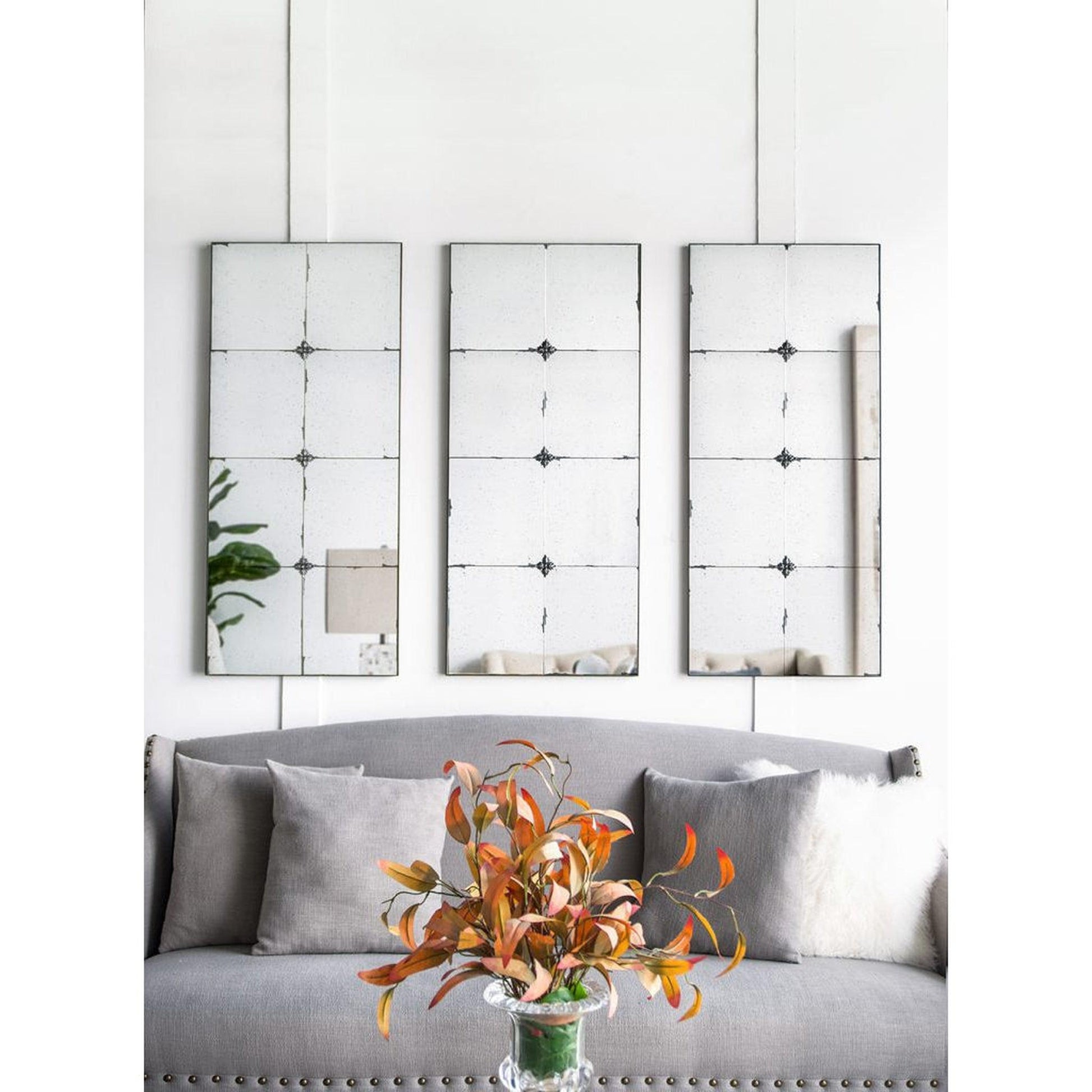 A&B Home 21" x 47" Bundle of 12 Rectangular Antique Glass Wall-Mounted Mirror