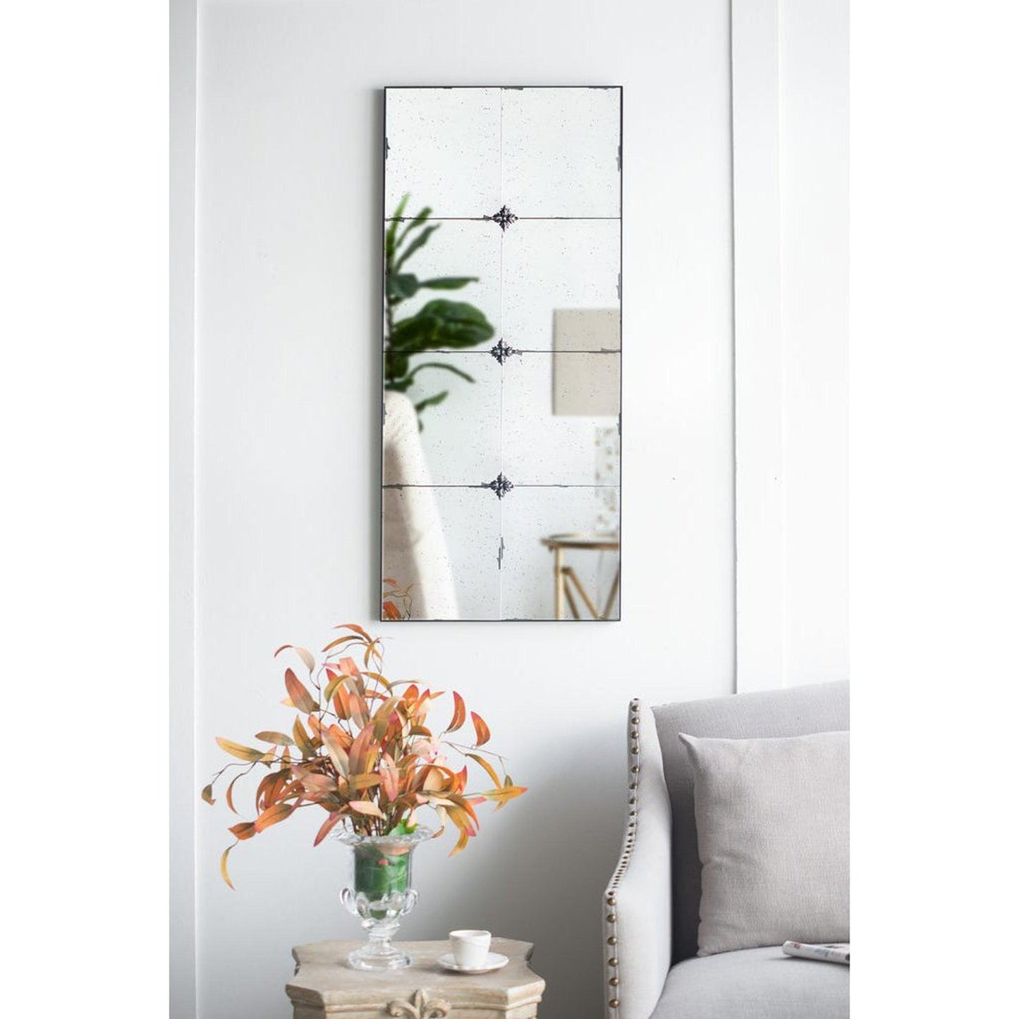 A&B Home 21" x 47" Bundle of 12 Rectangular Antique Glass Wall-Mounted Mirror