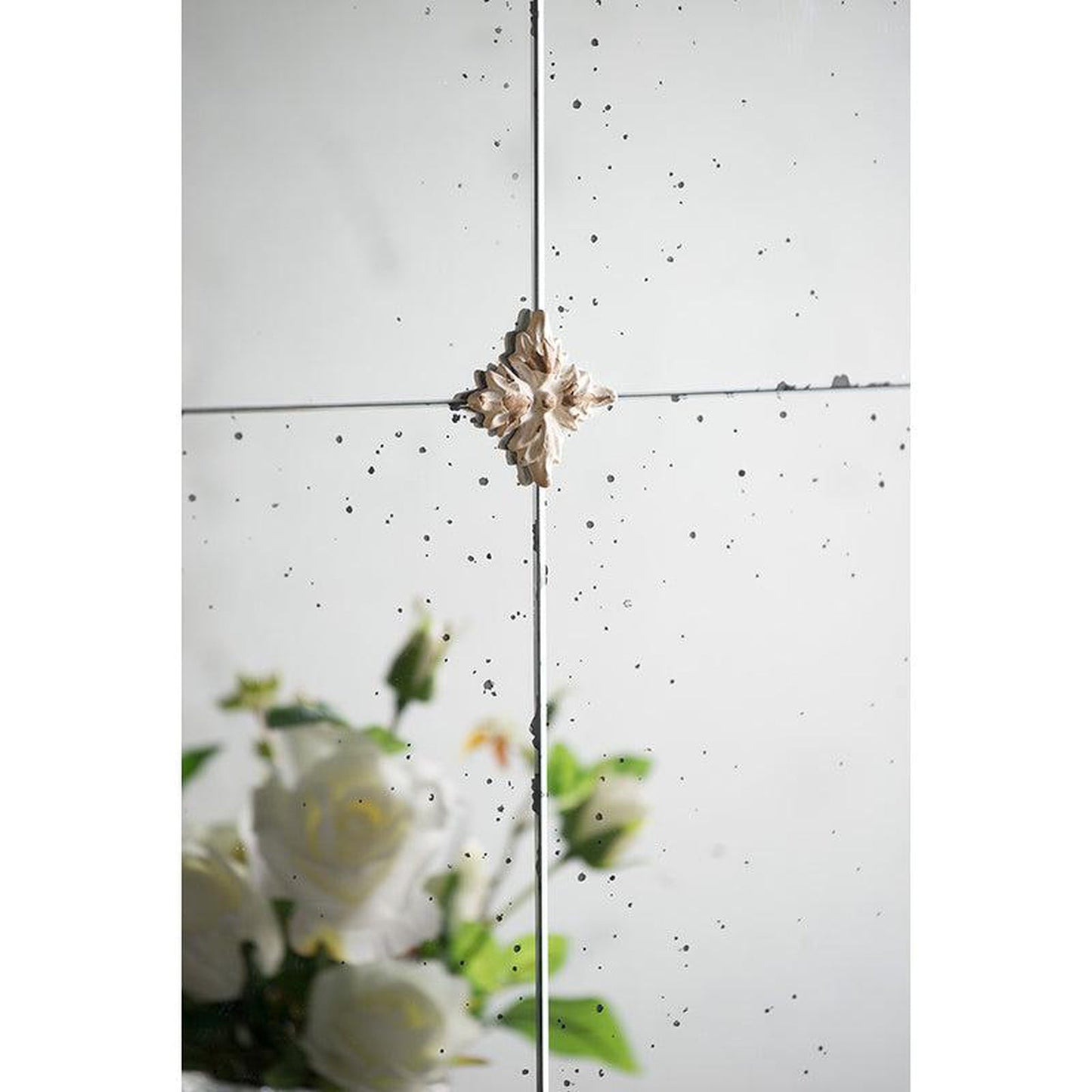 A&B Home 22" x 48" Bundle of 15 Cream & Gold Wood Frame Large Wall-Mounted Mirror