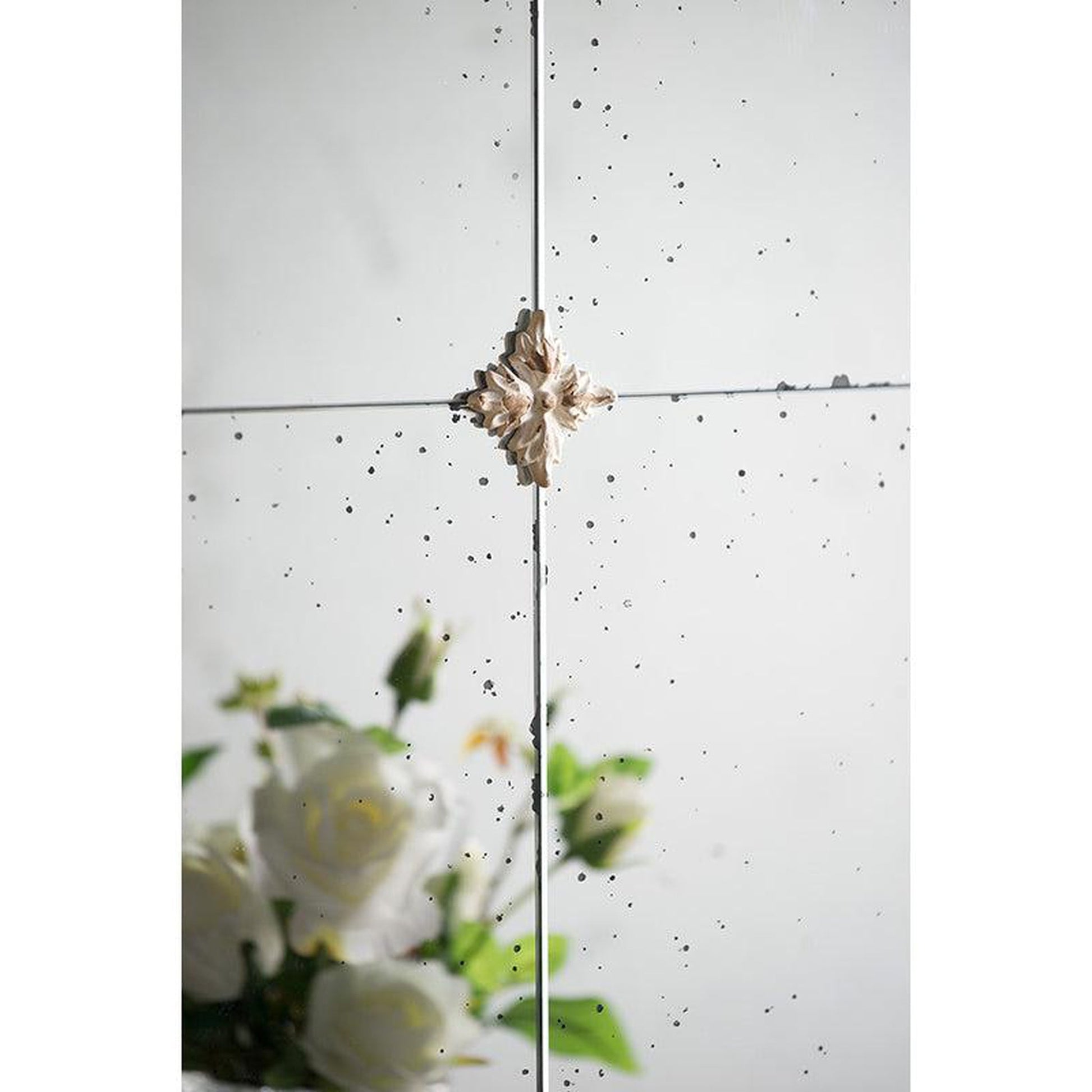 A&B Home 22" x 48" Bundle of 15 Cream & Gold Wood Frame Large Wall-Mounted Mirror