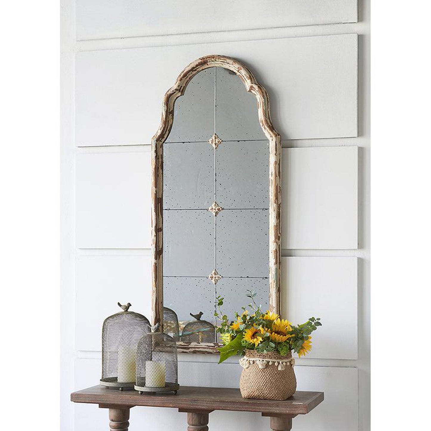 A&B Home 22" x 48" Bundle of 15 Cream & Gold Wood Frame Large Wall-Mounted Mirror