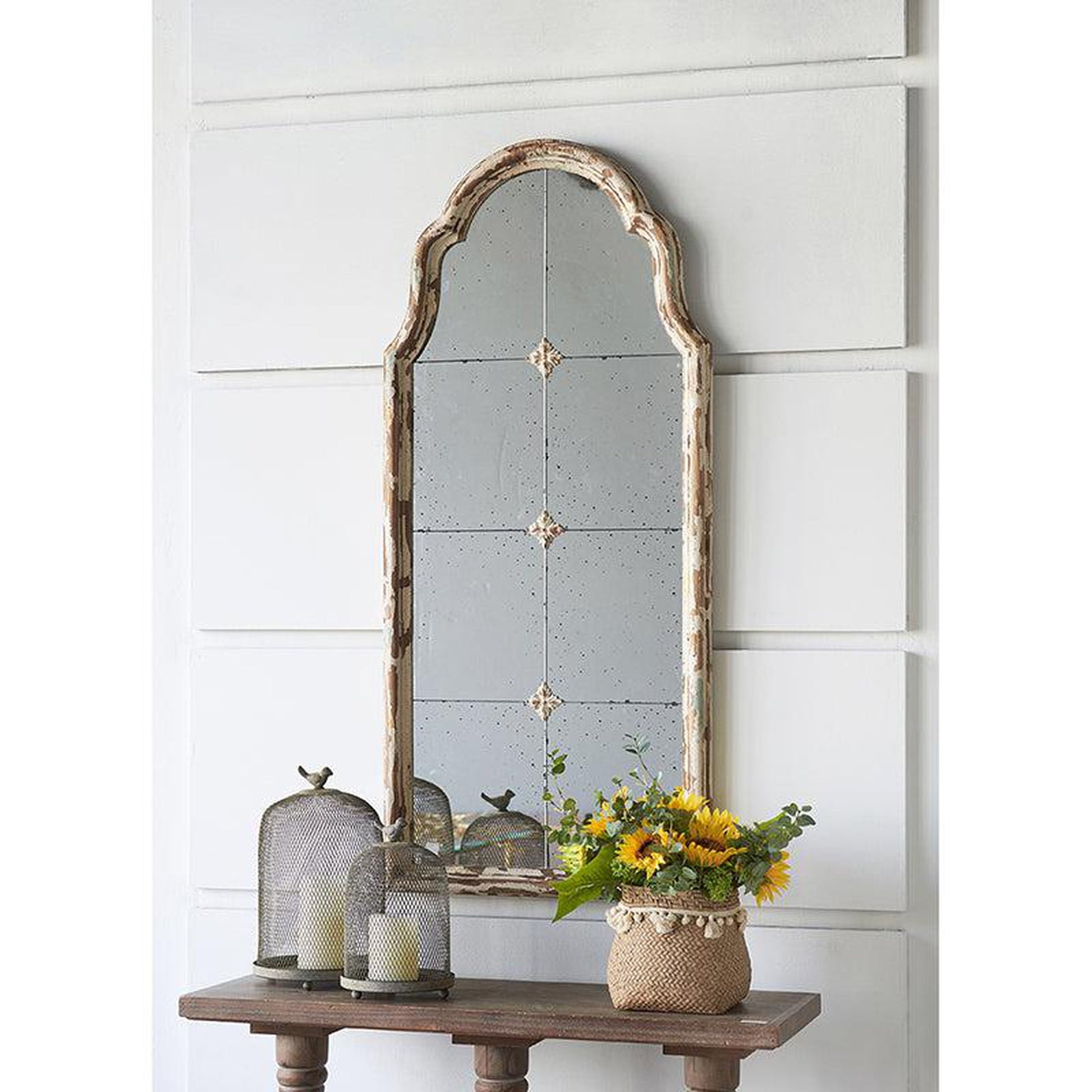 A&B Home 22" x 48" Bundle of 15 Cream & Gold Wood Frame Large Wall-Mounted Mirror