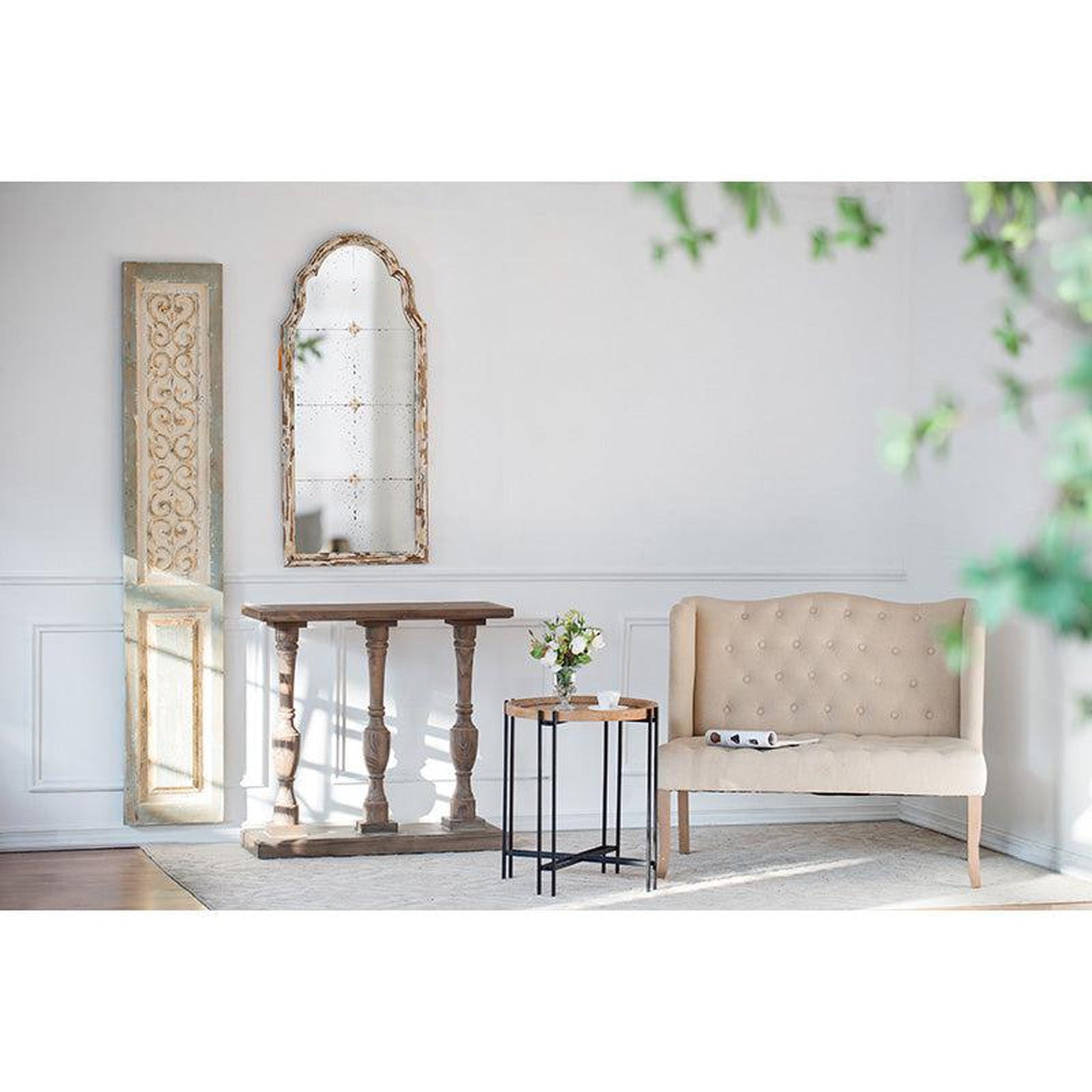 A&B Home 22" x 48" Bundle of 15 Cream & Gold Wood Frame Large Wall-Mounted Mirror