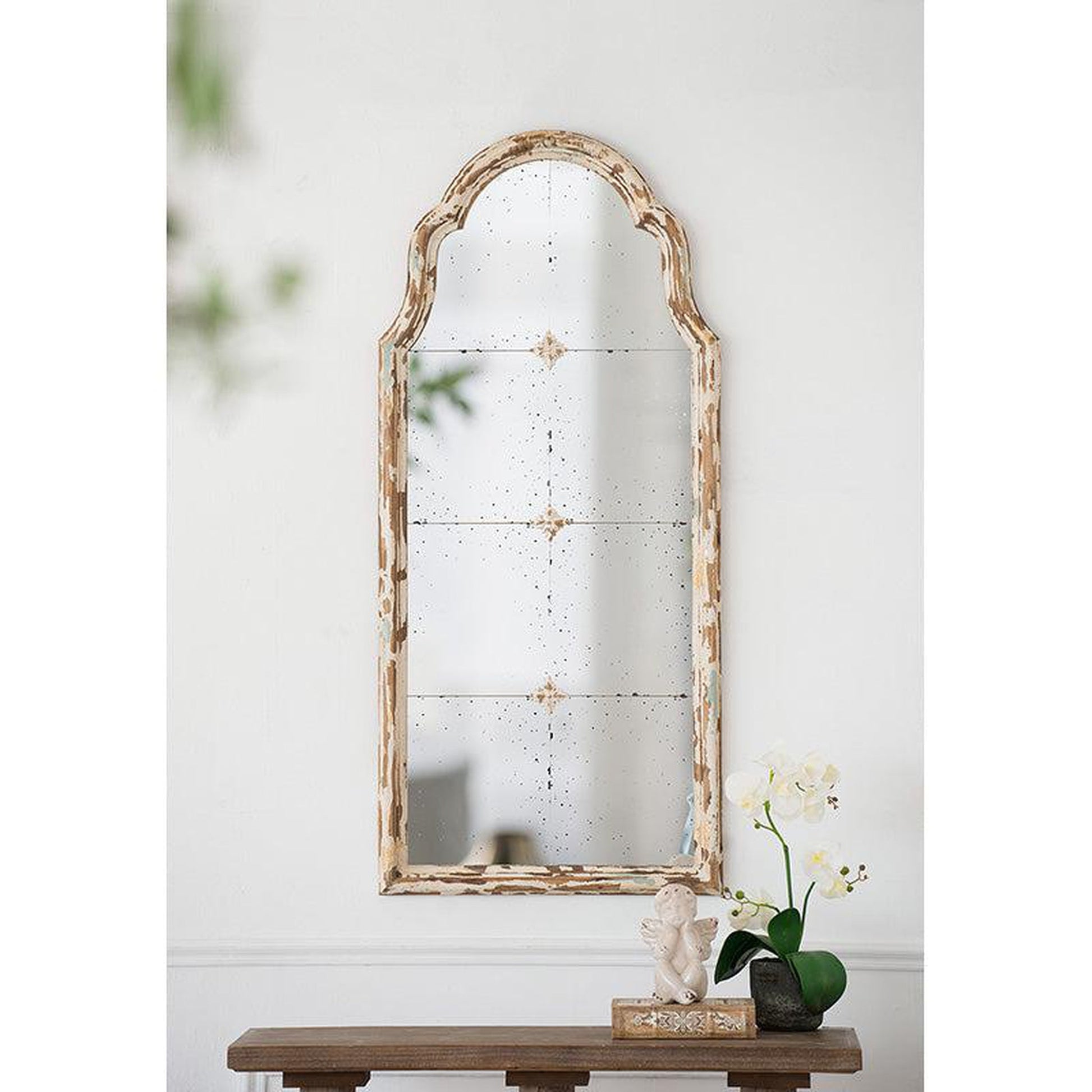A&B Home 22" x 48" Bundle of 9 Cream & Gold Wood Frame Large Wall-Mounted Mirror