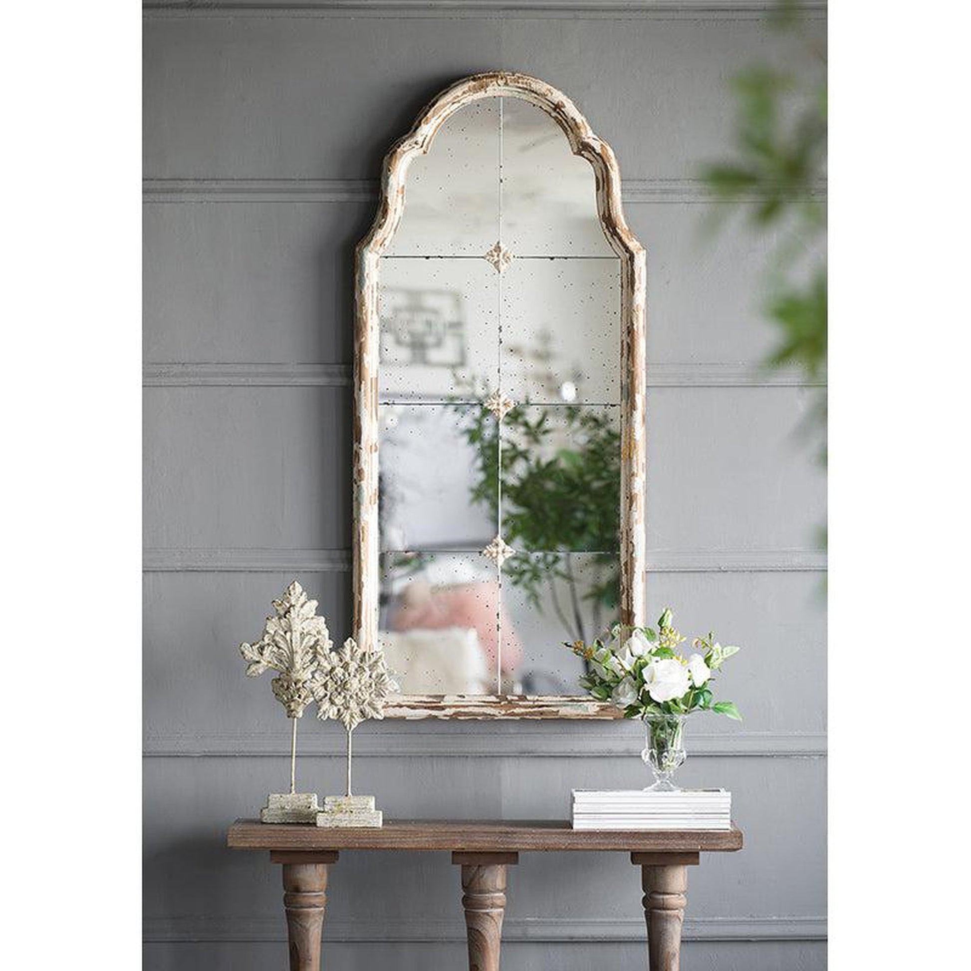 A&B Home 22" x 48" Bundle of 9 Cream & Gold Wood Frame Large Wall-Mounted Mirror