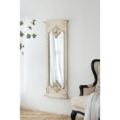 A&B Home 22" x 59" Bundle of 7 Rectangular Distressed White Wooden Frame Wall-Mounted Mirror