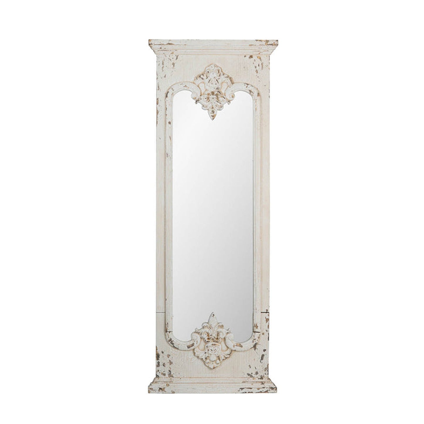 A&B Home 22" x 59" Bundle of 7 Rectangular Distressed White Wooden Frame Wall-Mounted Mirror