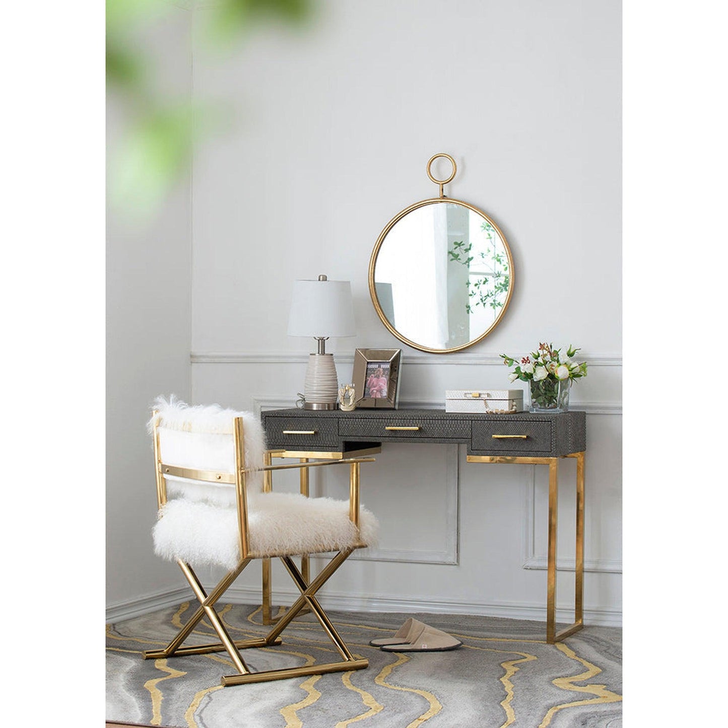 A&B Home 23" x 29" Bundle of 32 Round Gold Frame Wall-Mounted Mirror