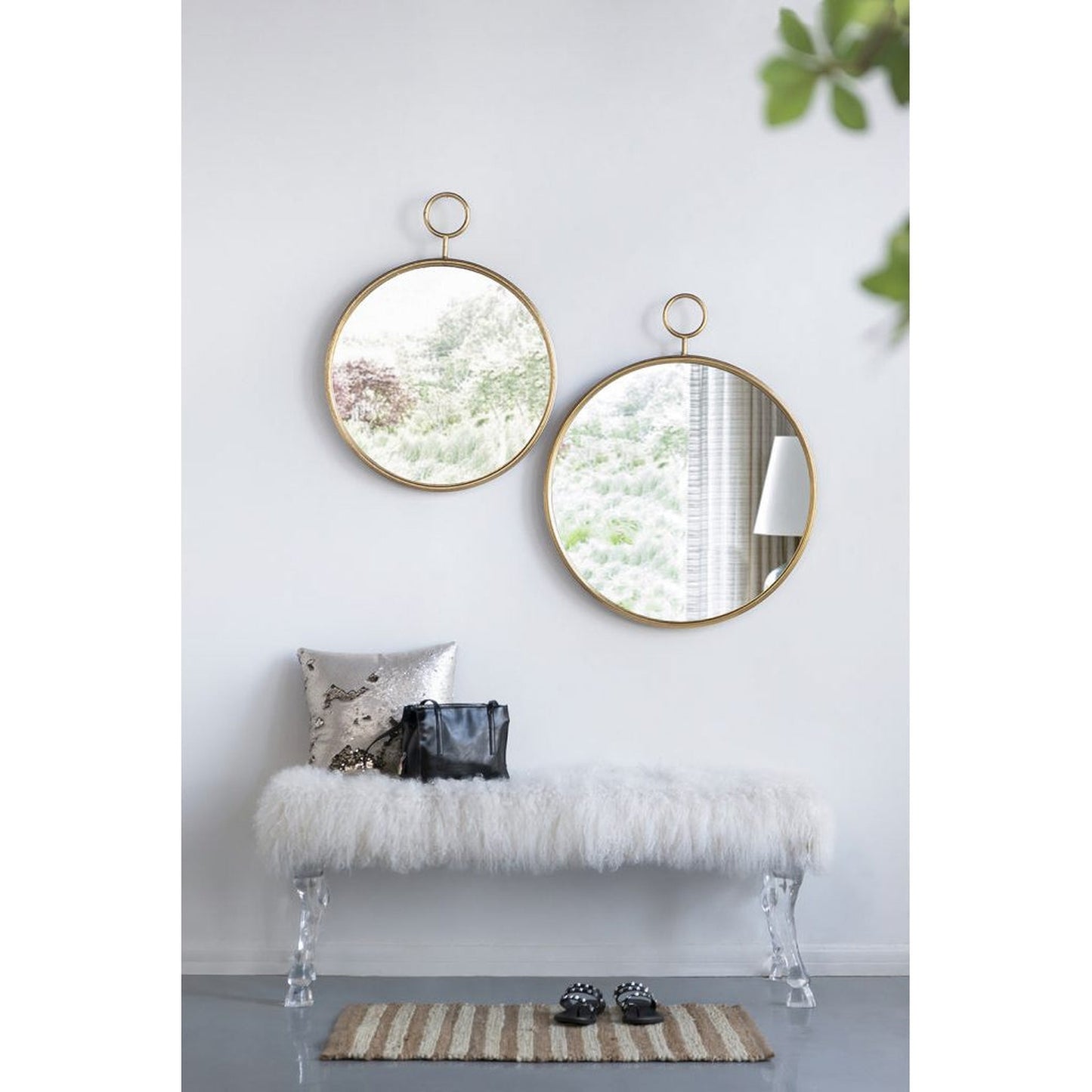 A&B Home 23" x 29" Bundle of 32 Round Gold Frame Wall-Mounted Mirror