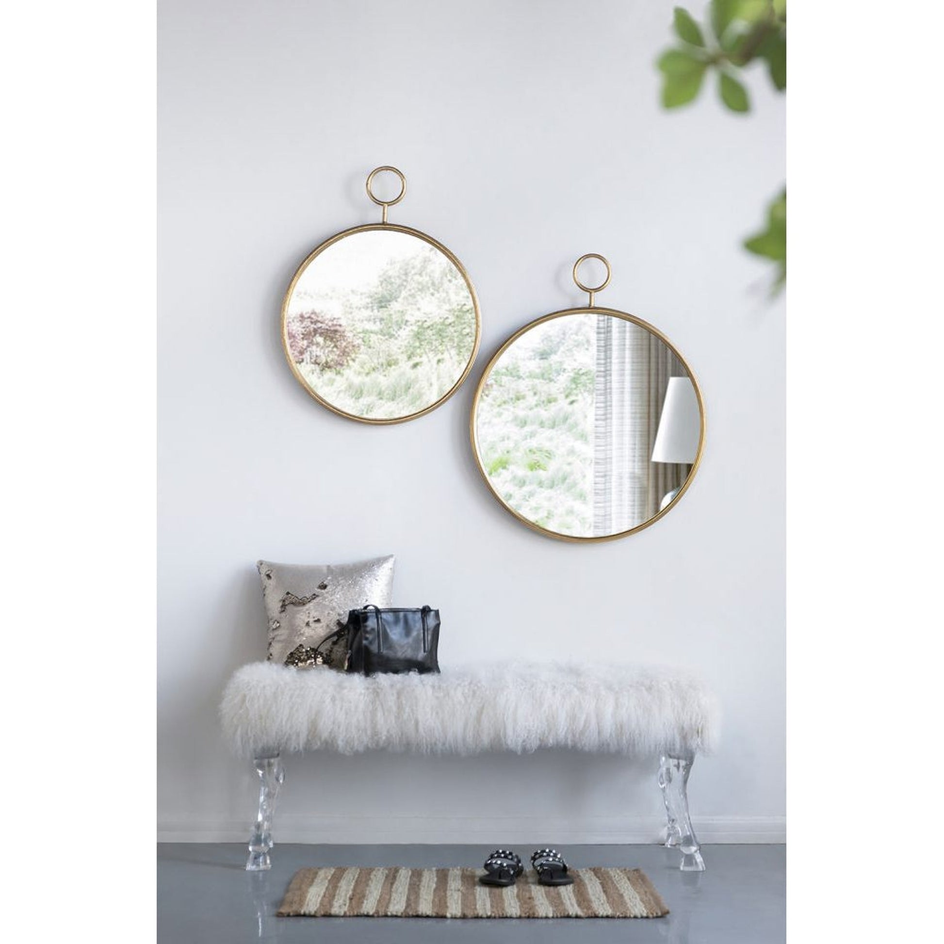 A&B Home 23" x 29" Bundle of 32 Round Gold Frame Wall-Mounted Mirror