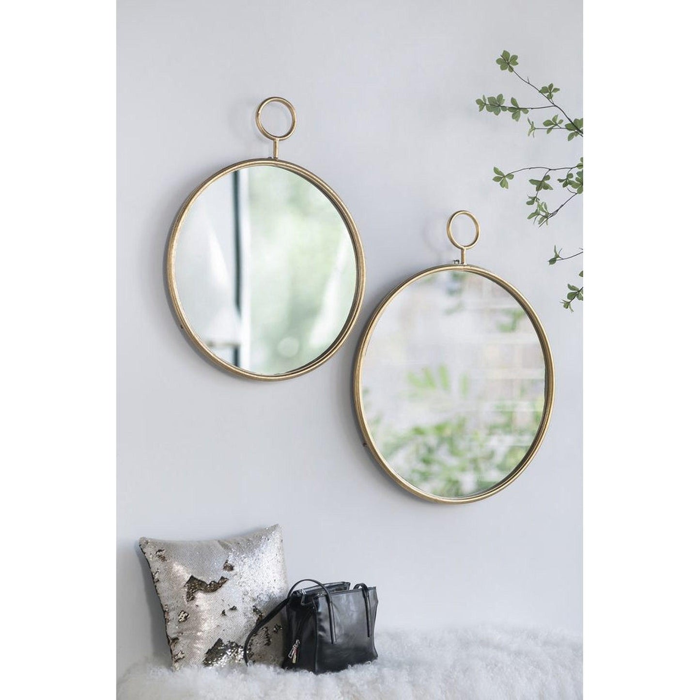 A&B Home 23" x 29" Bundle of 32 Round Gold Frame Wall-Mounted Mirror