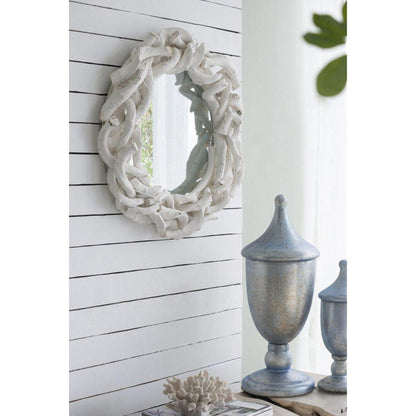 A&B Home 24" x 24" Bundle of 12 Round Natural Wood Frame Wall-Mounted Mirror