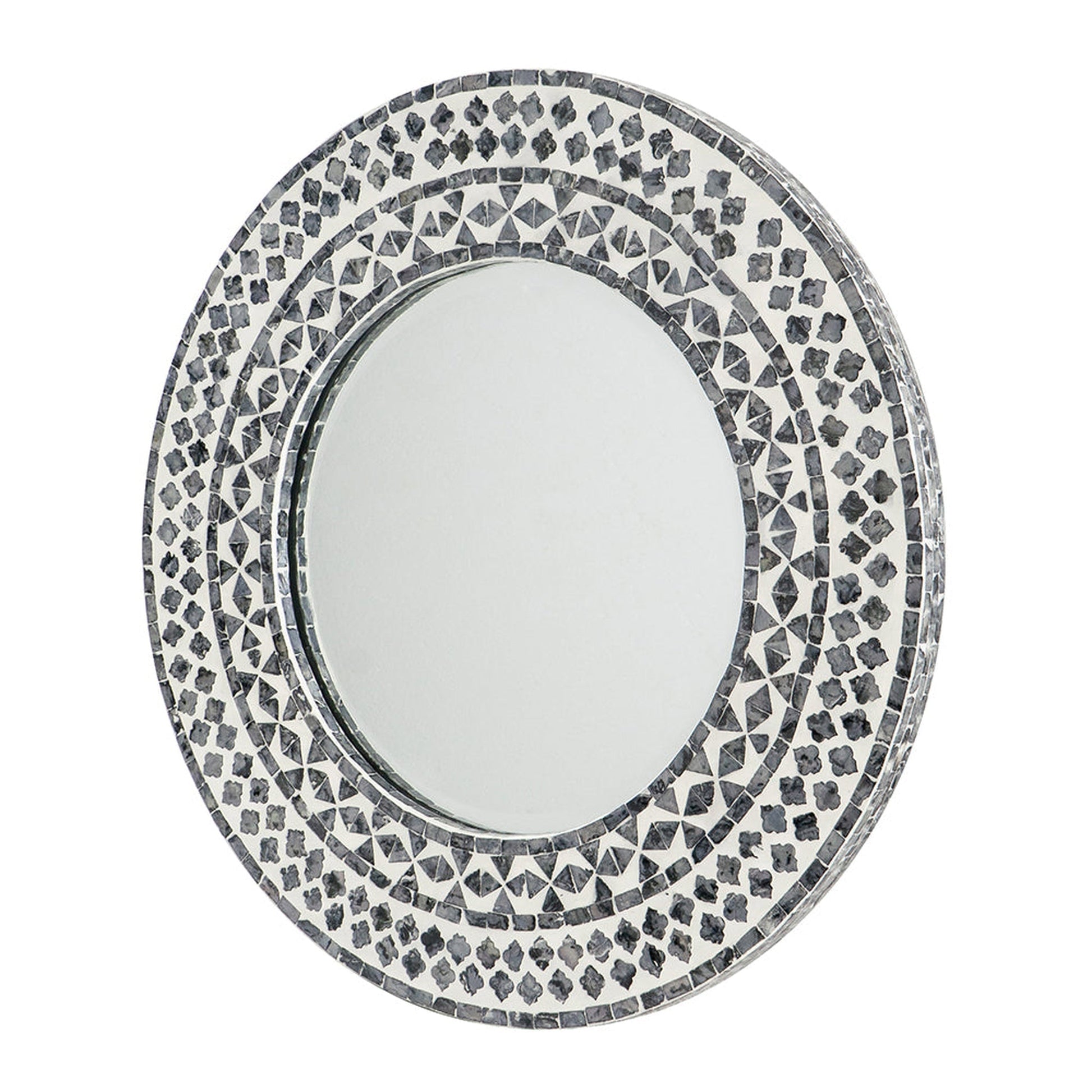 A&B Home 24" x 24" Bundle of 17 Circular Geometric White Capiz Frame Wall-Mounted Mirror