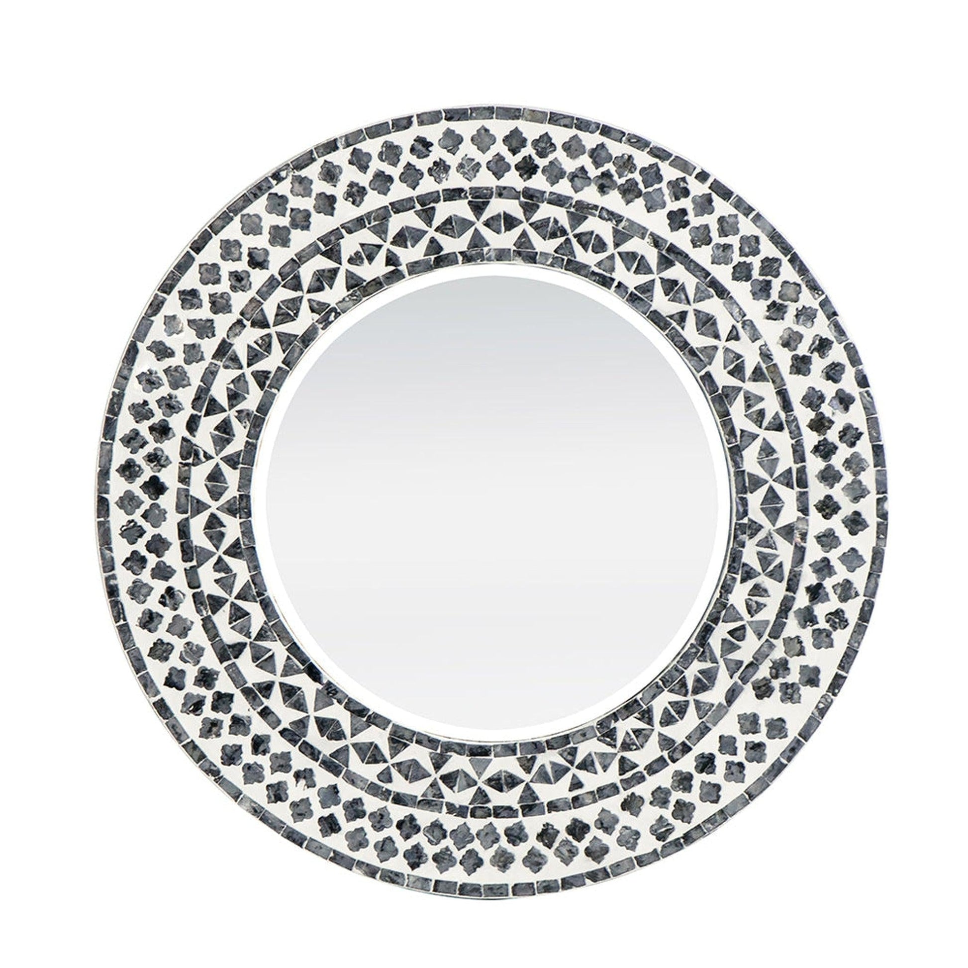 A&B Home 24" x 24" Bundle of 17 Circular Geometric White Capiz Frame Wall-Mounted Mirror