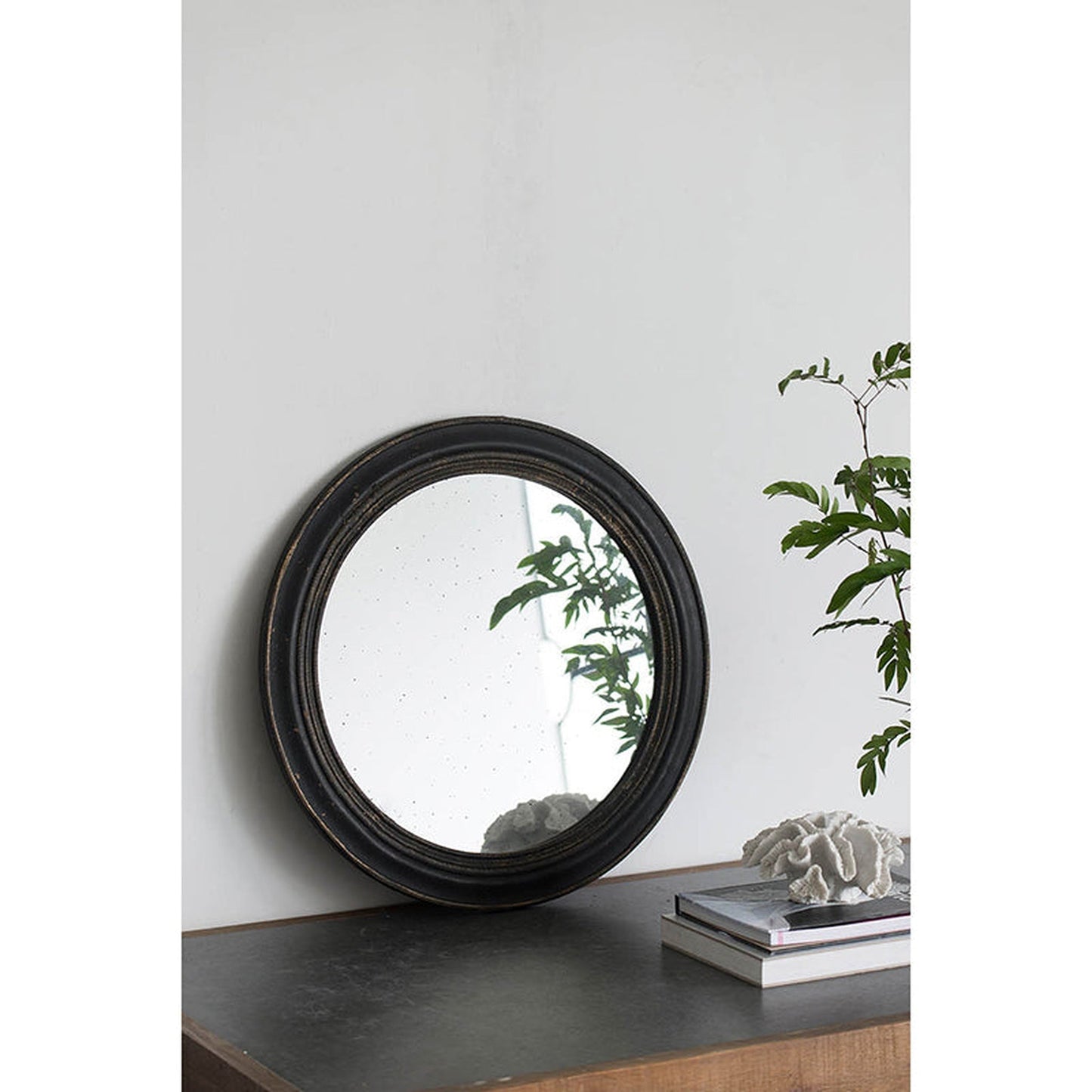 A&B Home 24" x 24" Bundle of 23 Round Black and Brown Antique Wood Frame Wall-Mounted Mirror