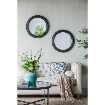 A&B Home 24" x 24" Bundle of 23 Round Black and Brown Antique Wood Frame Wall-Mounted Mirror