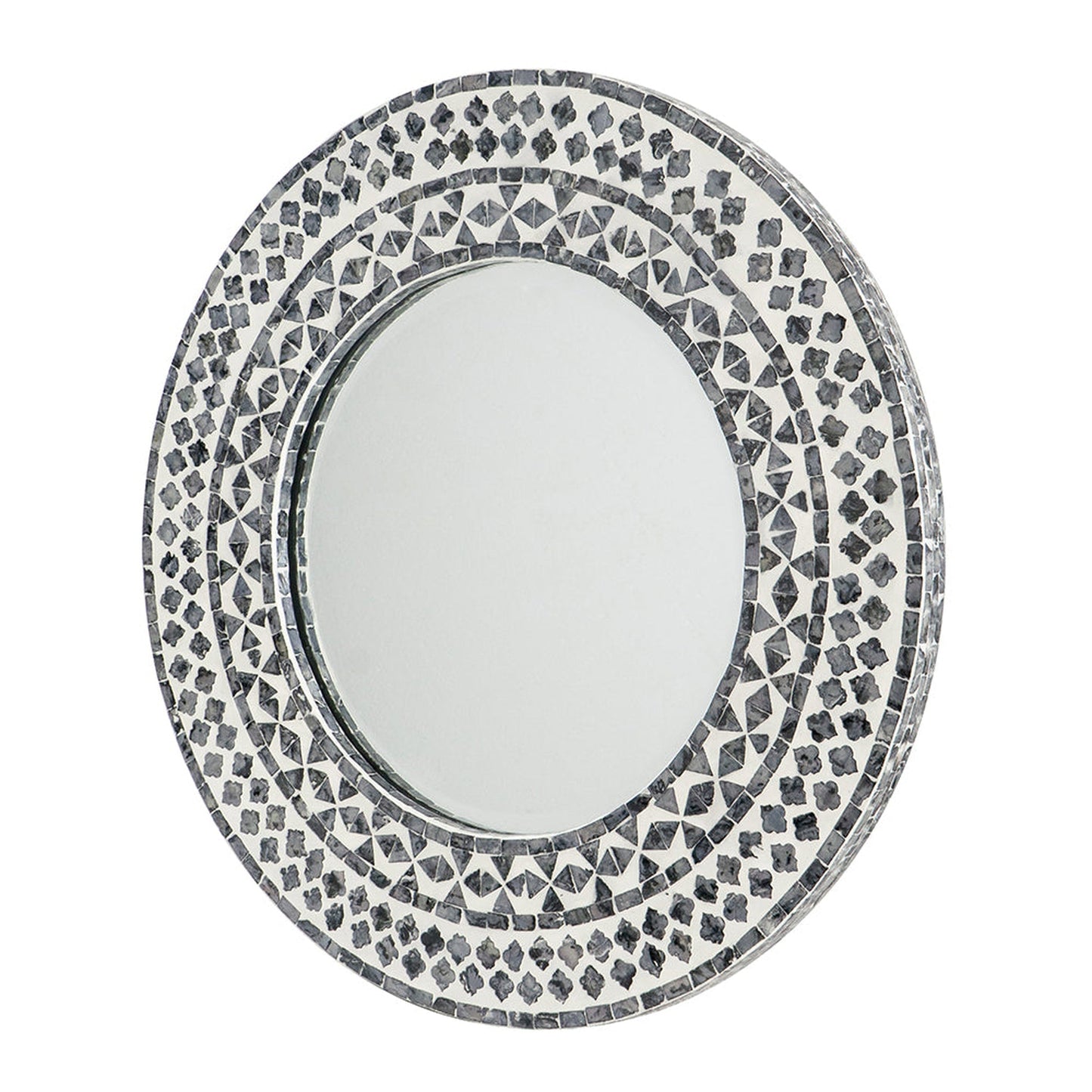 A&B Home 24" x 24" Bundle of 24 Circular Geometric White Capiz Frame Wall-Mounted Mirror