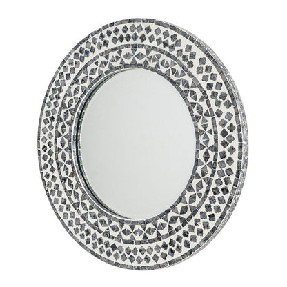 A&B Home 24" x 24" Bundle of 24 Circular Geometric White Capiz Frame Wall-Mounted Mirror