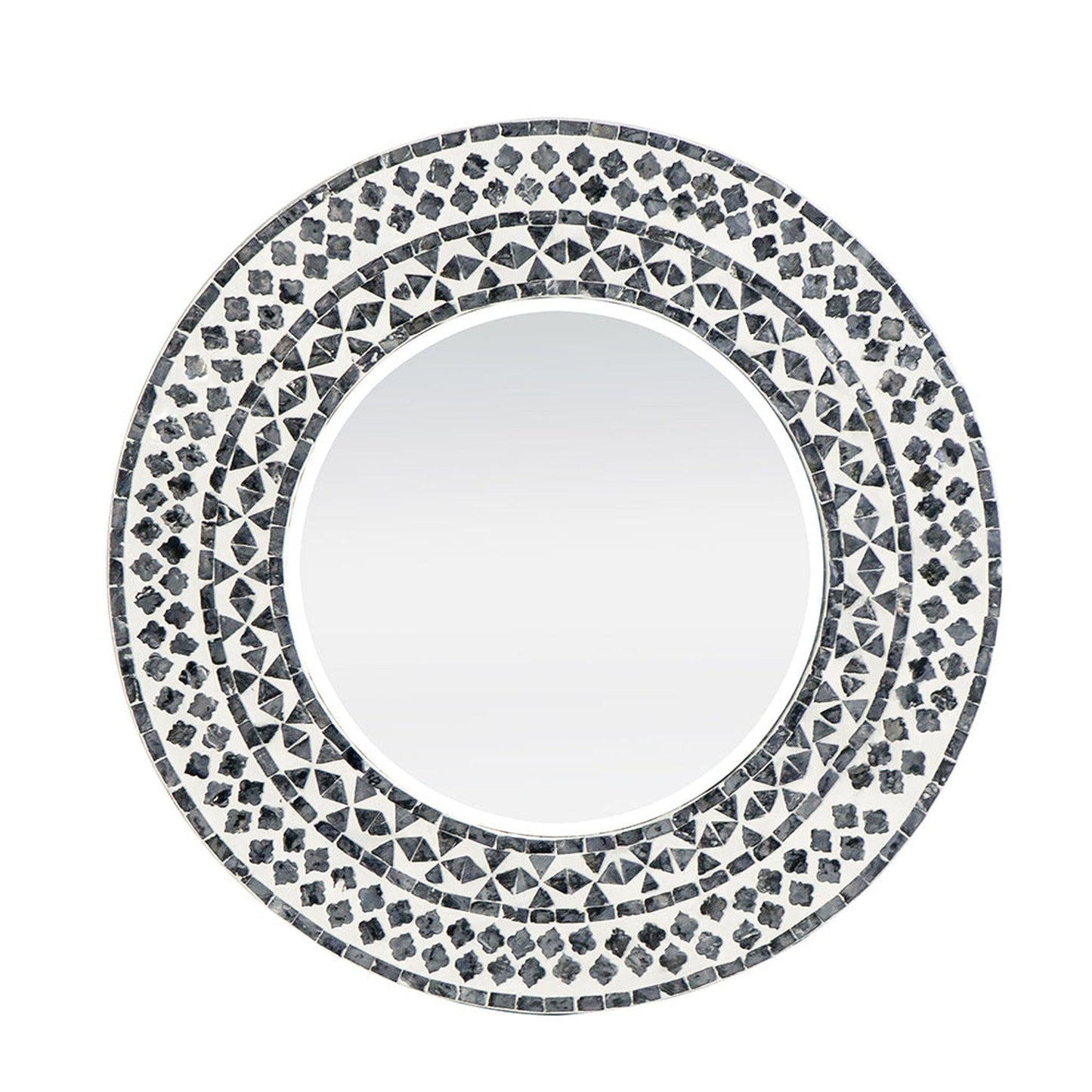 A&B Home 24" x 24" Bundle of 24 Circular Geometric White Capiz Frame Wall-Mounted Mirror