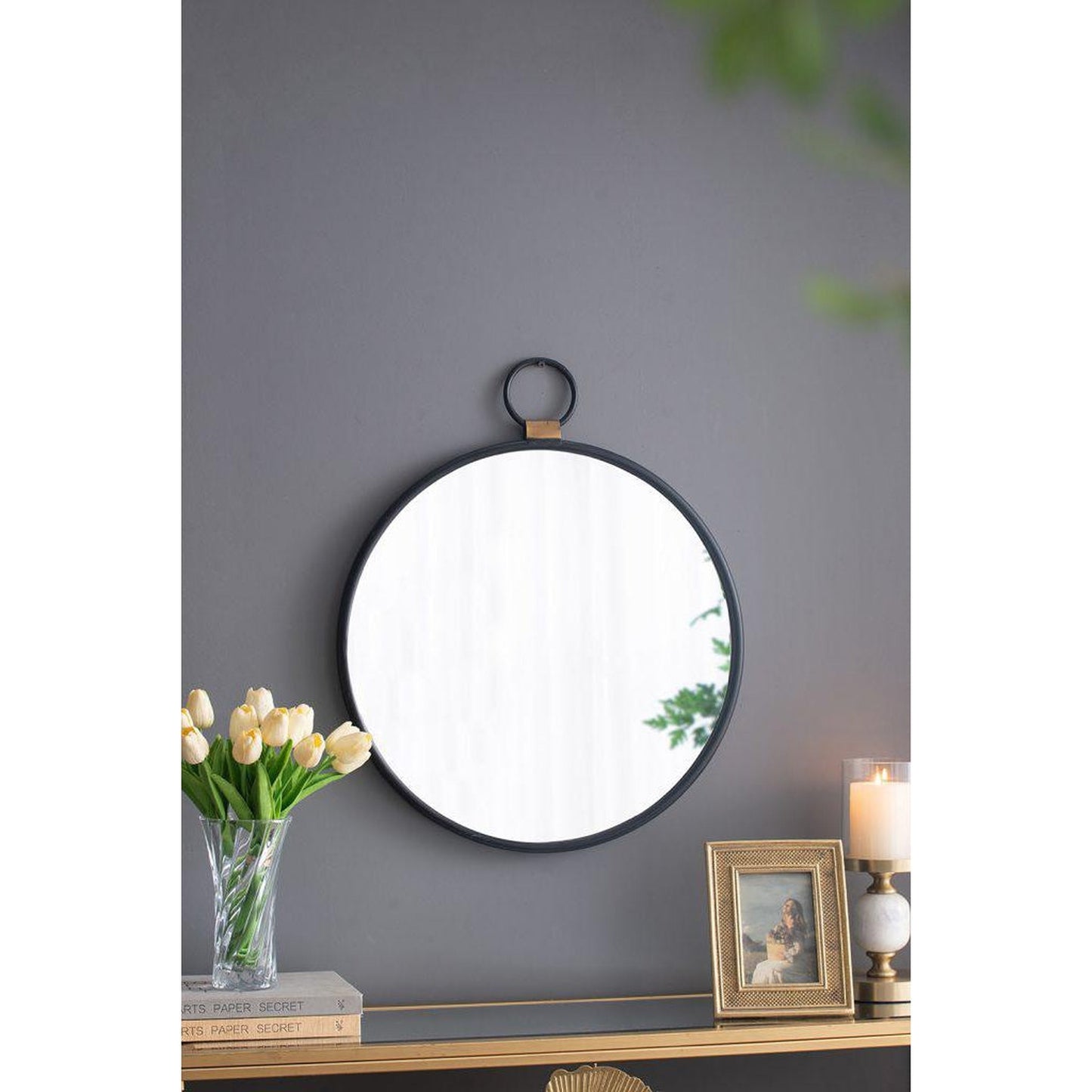 A&B Home 24" x 28" Bundle of 24 Metal Frame Oval Shaped Wall-Mounted Mirror With Wood Accent