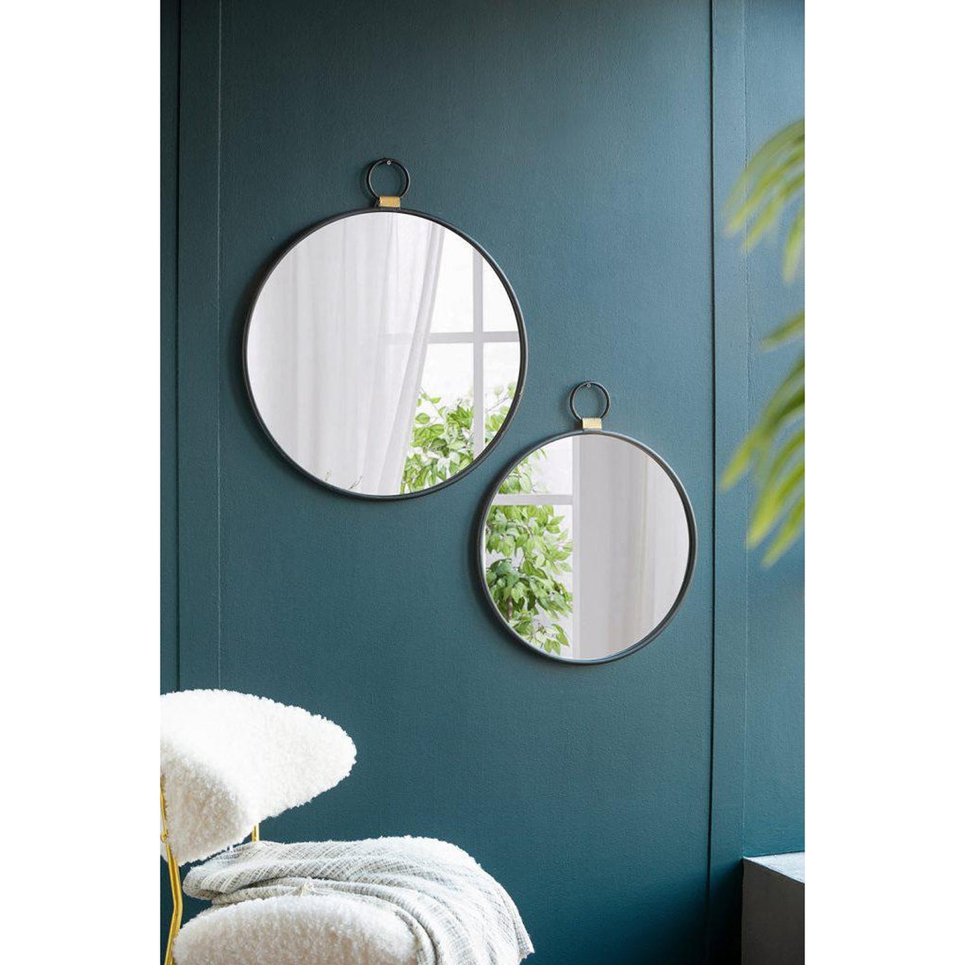 A&B Home 24" x 28" Bundle of 24 Metal Frame Oval Shaped Wall-Mounted Mirror With Wood Accent