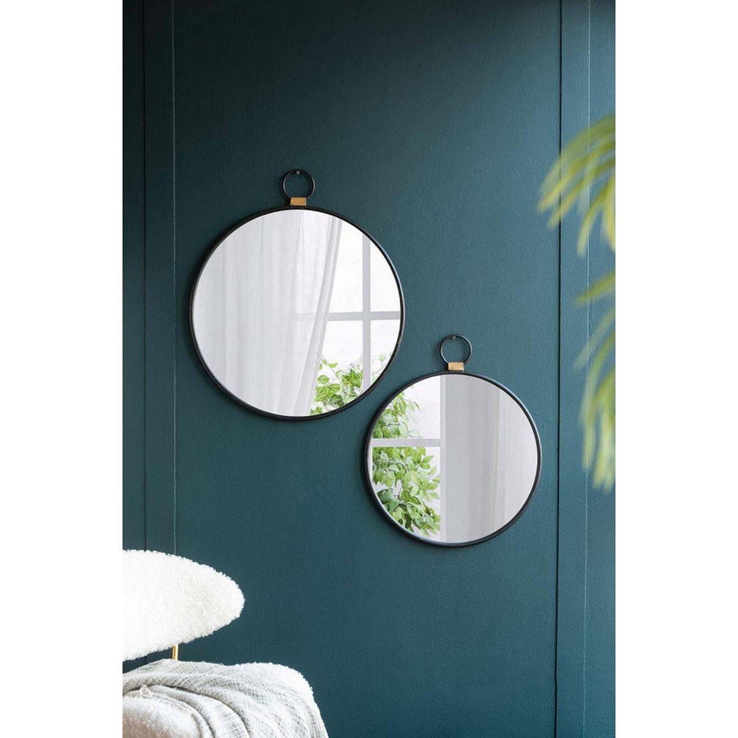 A&B Home 24" x 28" Bundle of 24 Metal Frame Oval Shaped Wall-Mounted Mirror With Wood Accent