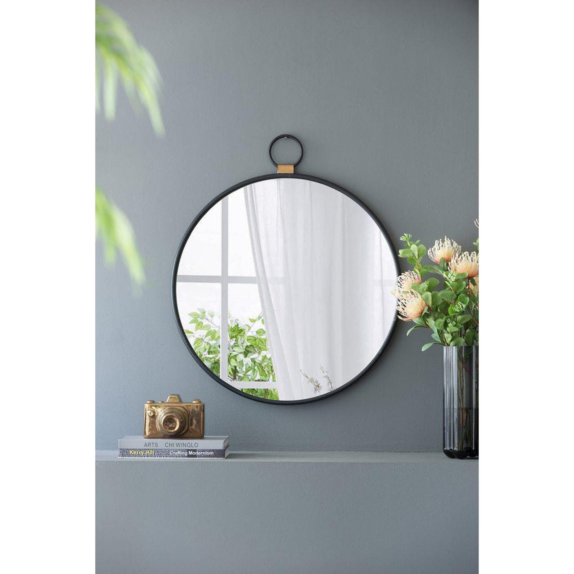 A&B Home 24" x 28" Bundle of 24 Metal Frame Oval Shaped Wall-Mounted Mirror With Wood Accent