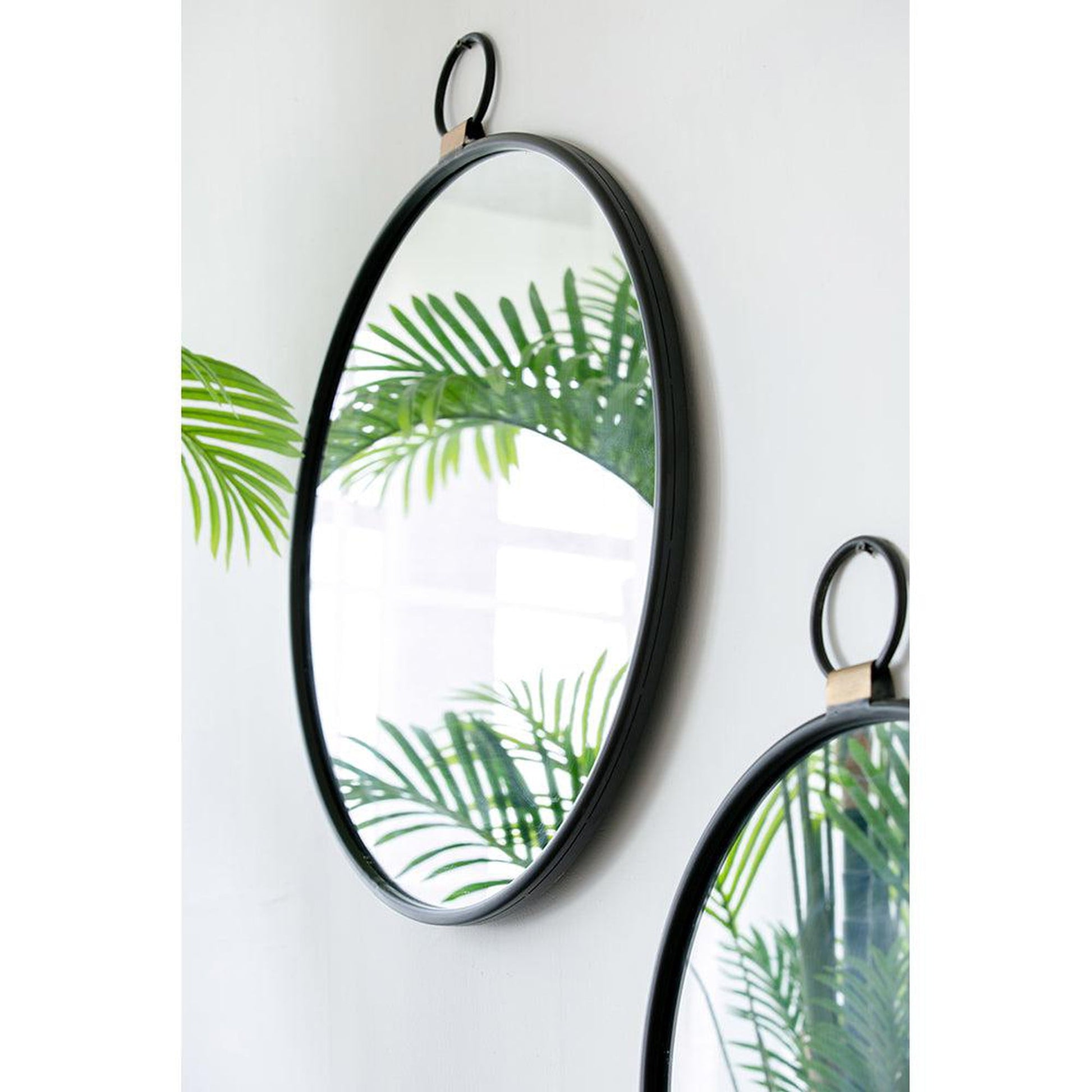 A&B Home 24" x 28" Bundle of 24 Metal Frame Oval Shaped Wall-Mounted Mirror With Wood Accent