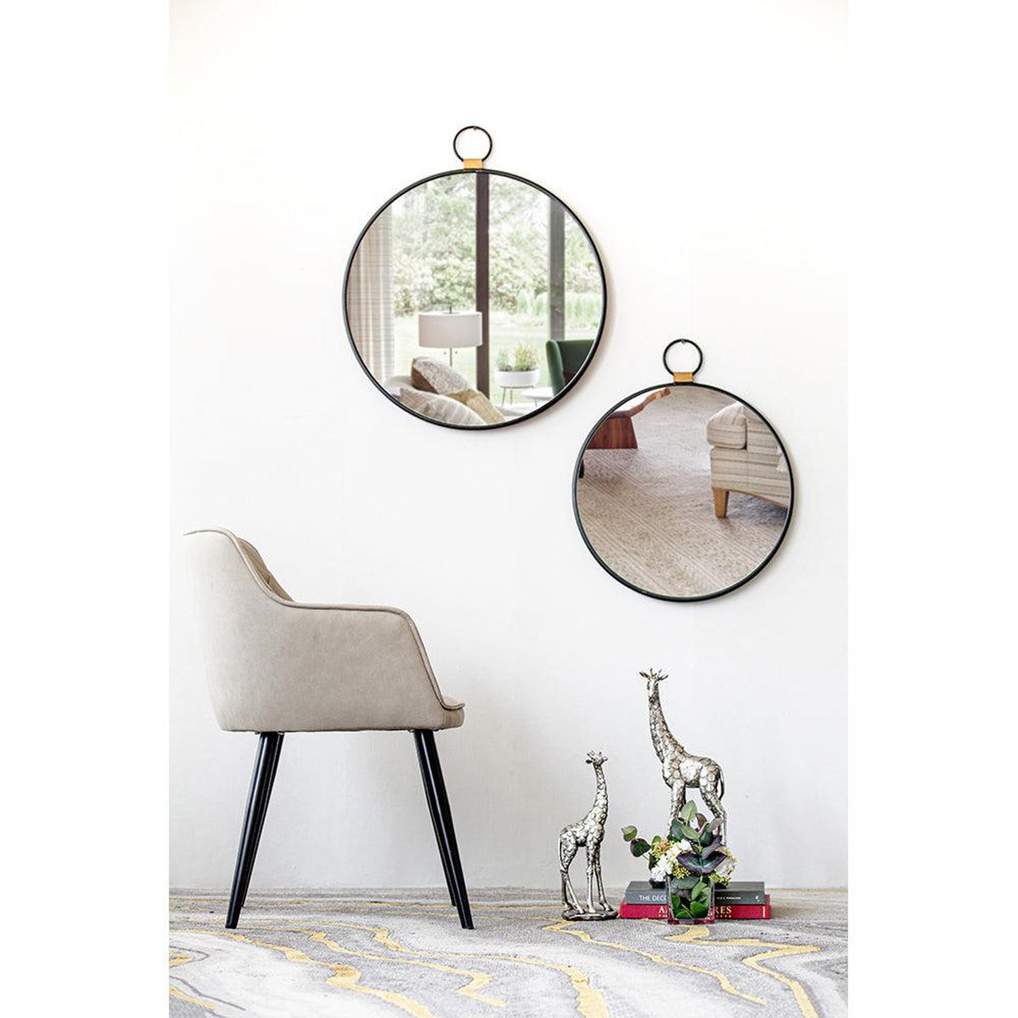 A&B Home 24" x 28" Bundle of 24 Metal Frame Oval Shaped Wall-Mounted Mirror With Wood Accent