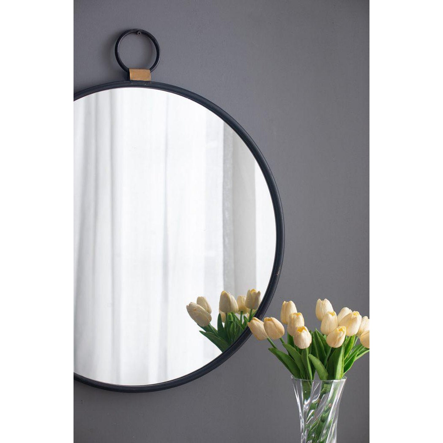 A&B Home 24" x 28" Bundle of 36 Metal Frame Oval Shaped Wall-Mounted Mirror With Wood Accent