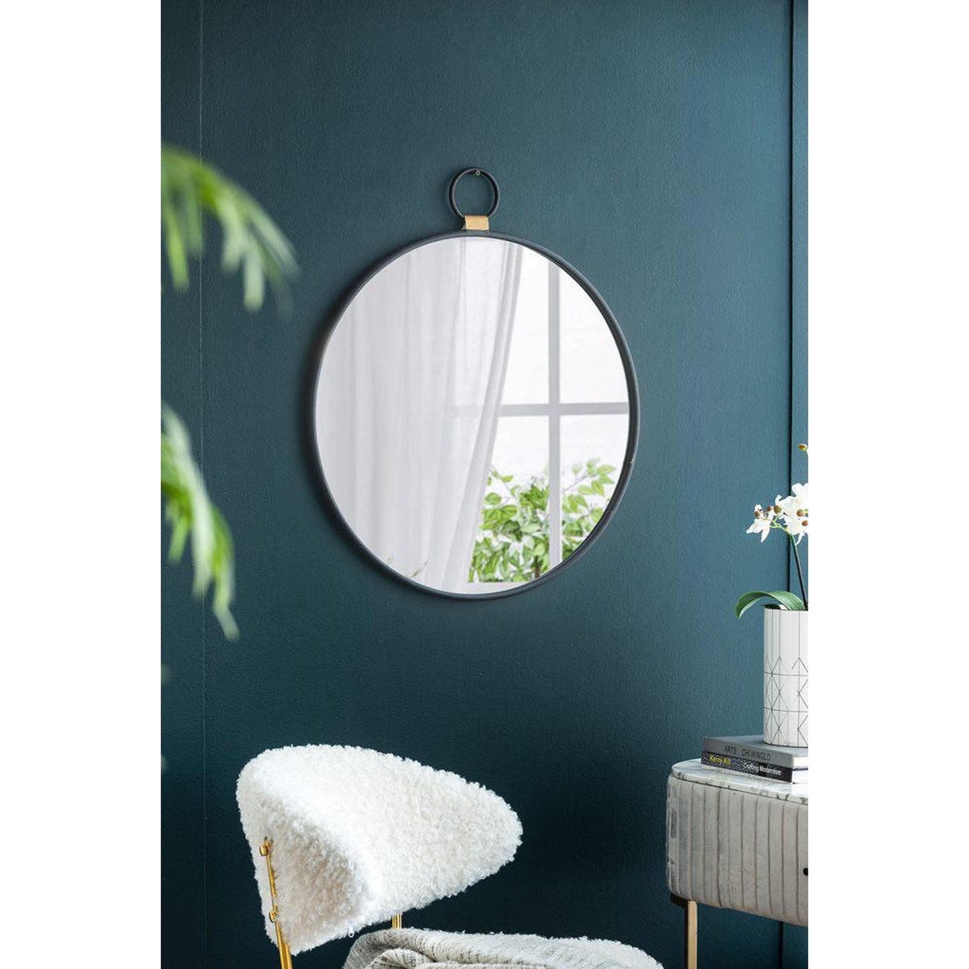 A&B Home 24" x 28" Bundle of 36 Metal Frame Oval Shaped Wall-Mounted Mirror With Wood Accent