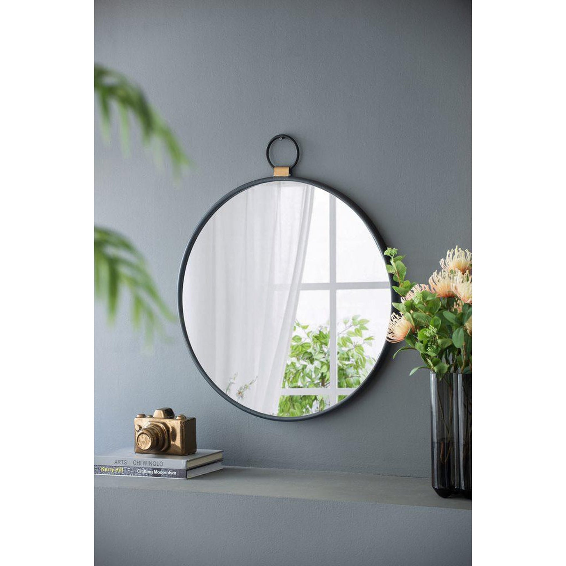 A&B Home 24" x 28" Bundle of 36 Metal Frame Oval Shaped Wall-Mounted Mirror With Wood Accent