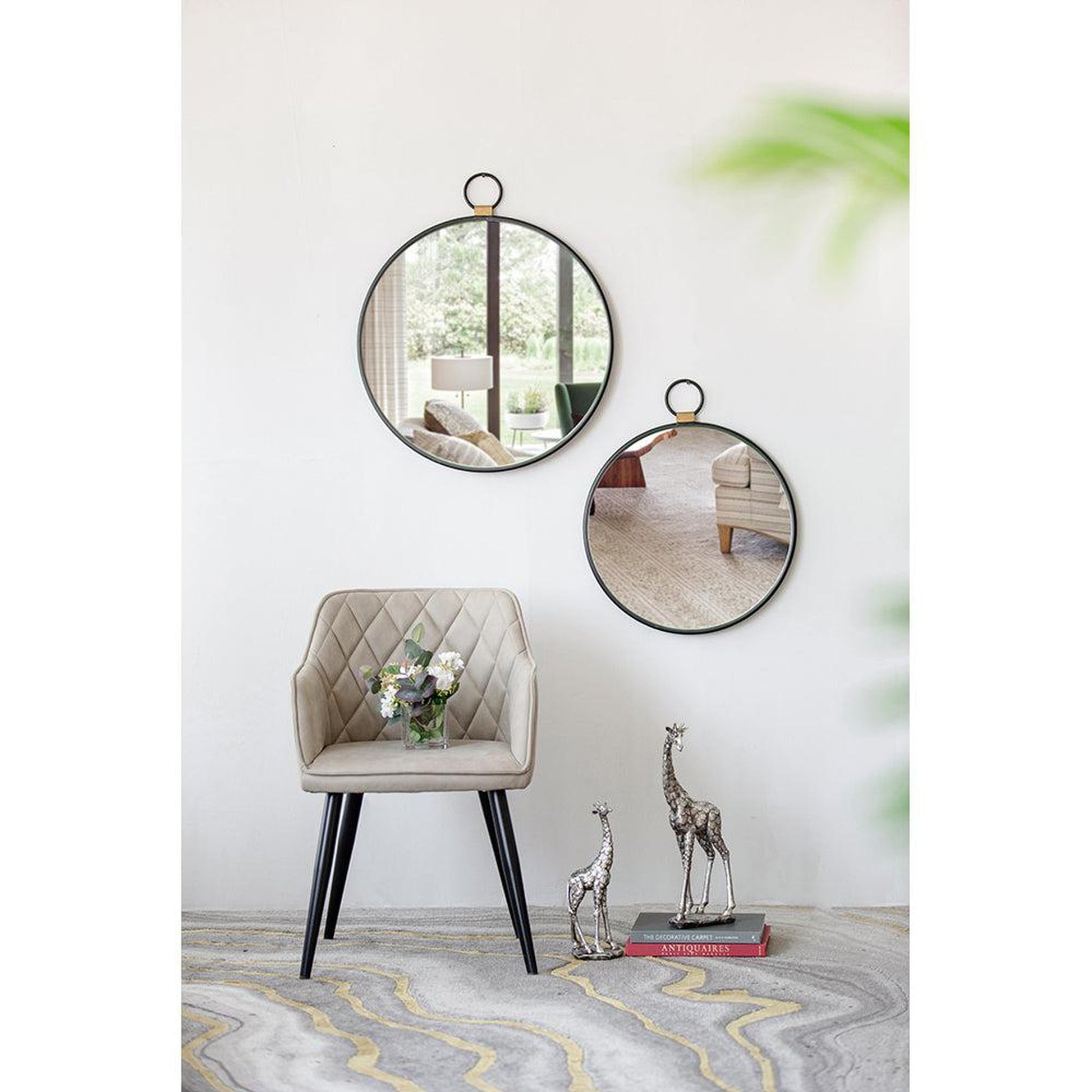 A&B Home 24" x 28" Bundle of 36 Metal Frame Oval Shaped Wall-Mounted Mirror With Wood Accent