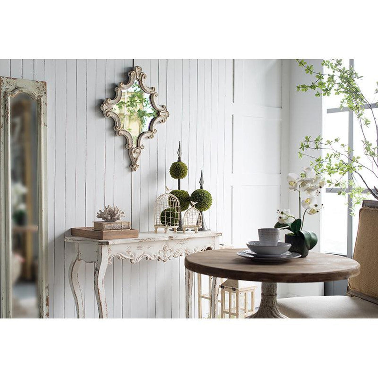 A&B Home 24" x 30" Bundle of 24 Diamond-Shaped White Wood Frame Wall-Mounted Mirror