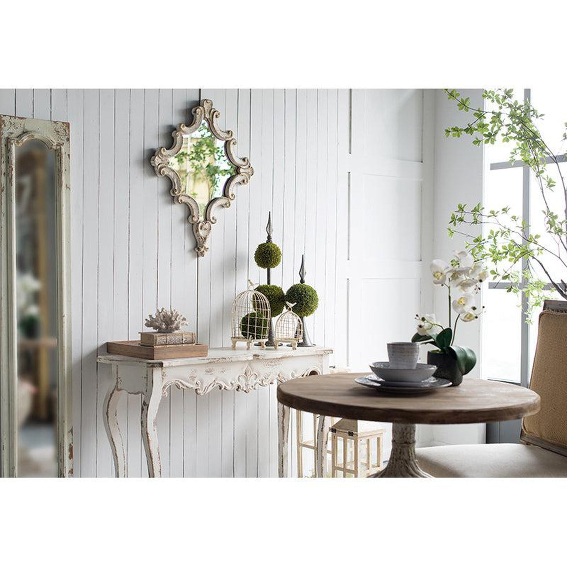A&B Home 24" x 30" Bundle of 24 Diamond-Shaped White Wood Frame Wall-Mounted Mirror