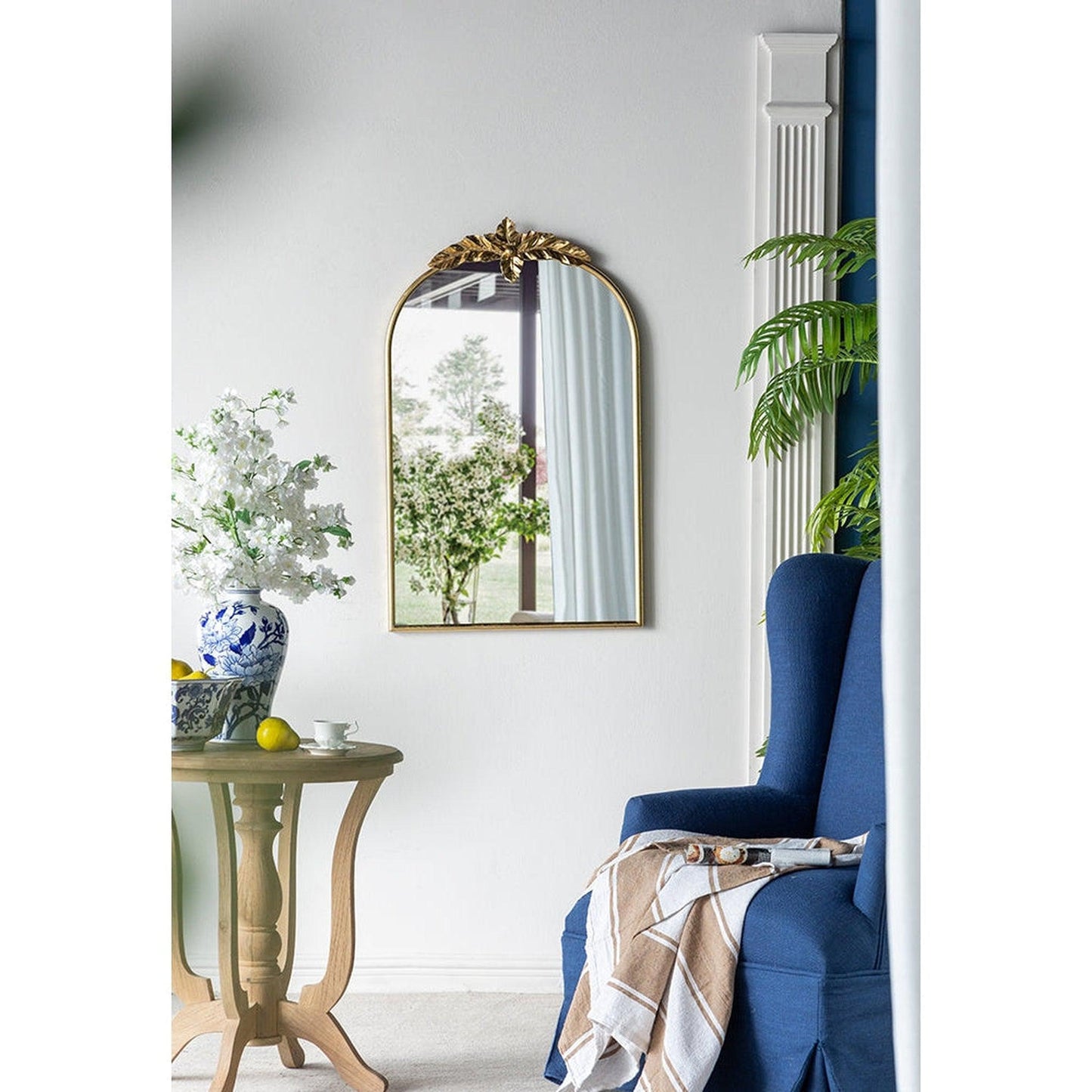 A&B Home 24" x 36" Bundle of 21 Gold Arched Metal Frame Wall-Mounted Mirror With Leaf Accent