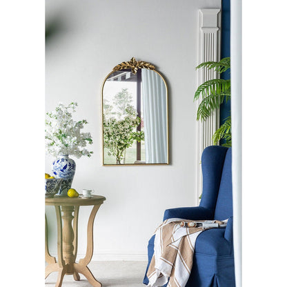 A&B Home 24" x 36" Bundle of 21 Gold Arched Metal Frame Wall-Mounted Mirror With Leaf Accent
