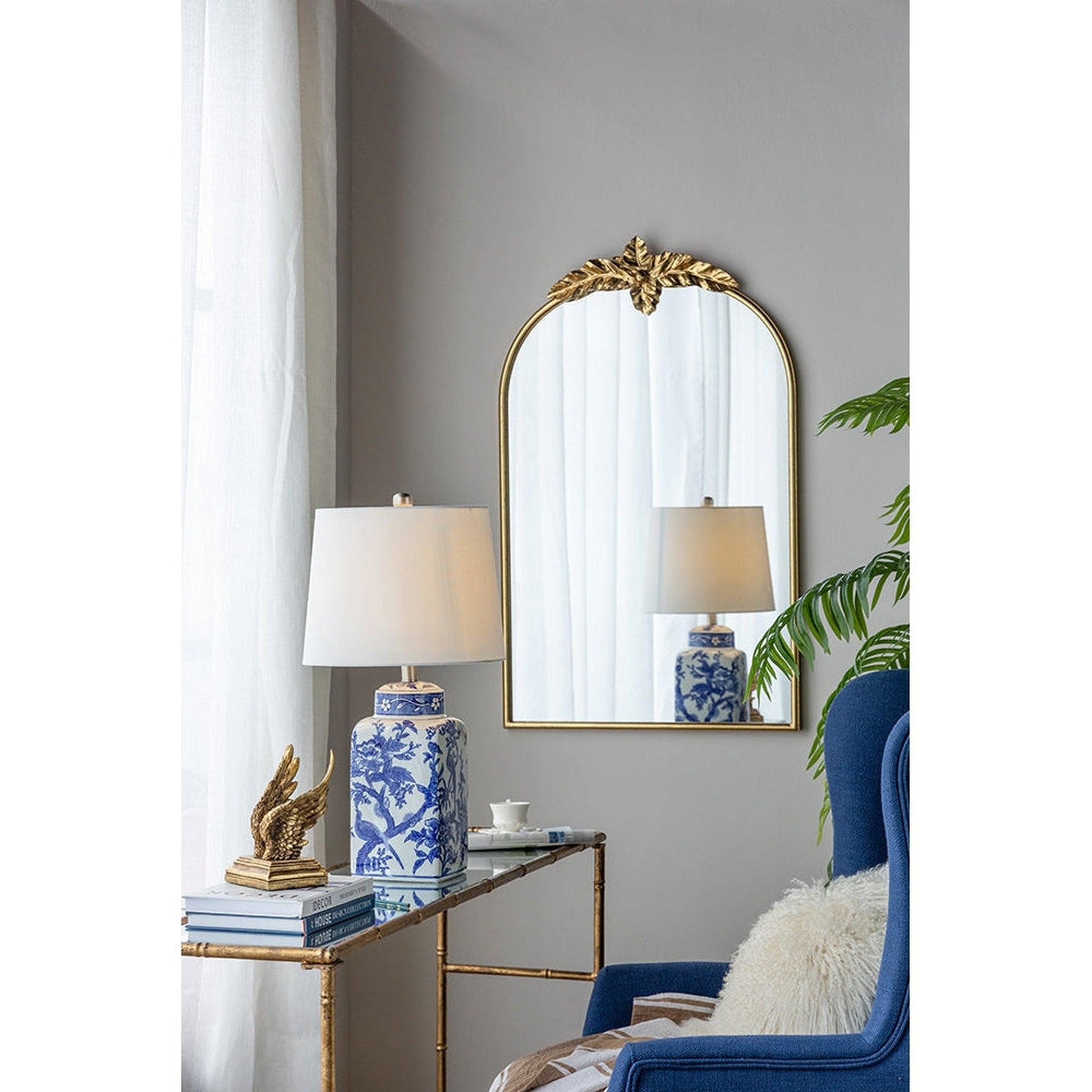 A&B Home 24" x 36" Bundle of 21 Gold Arched Metal Frame Wall-Mounted Mirror With Leaf Accent