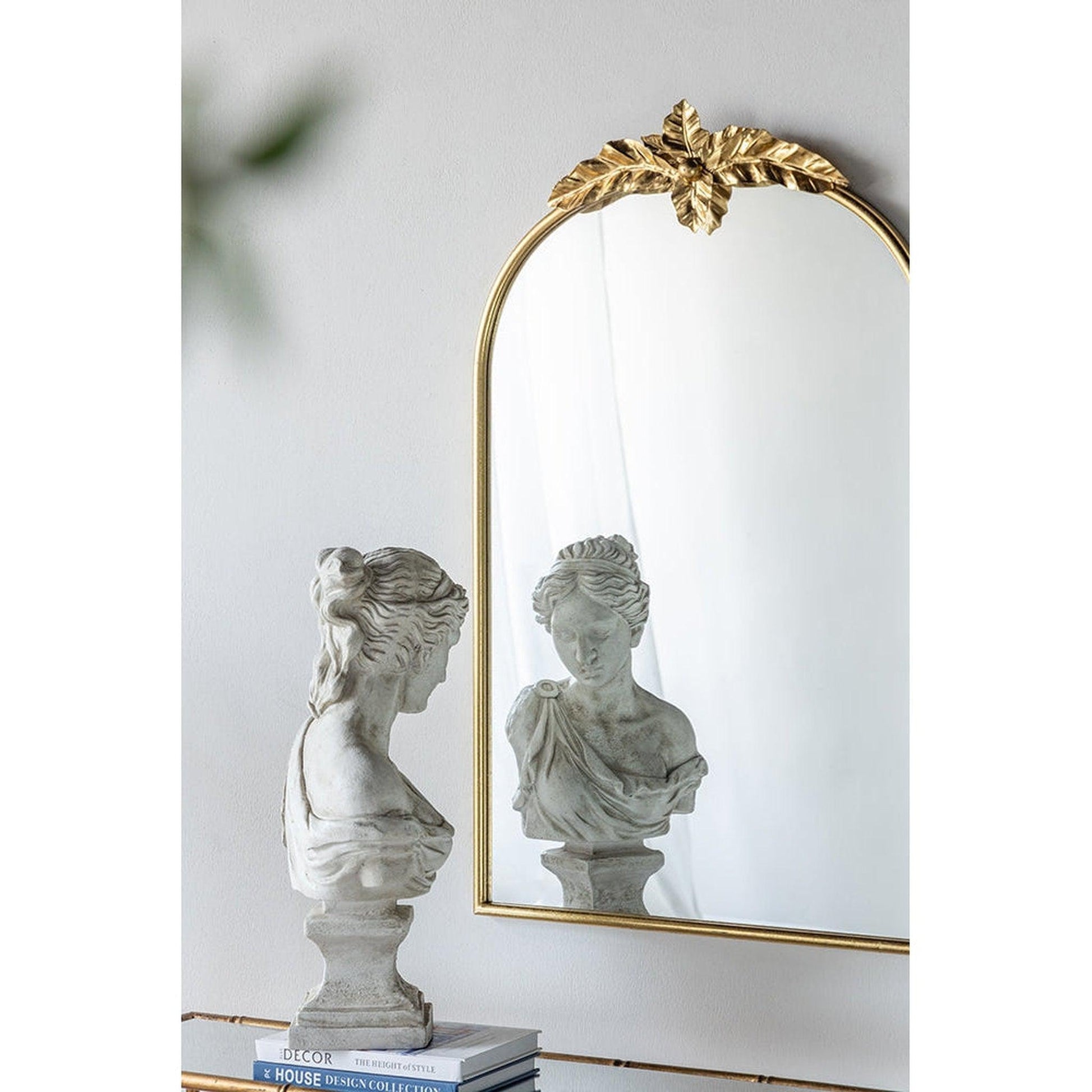 A&B Home 24" x 36" Bundle of 21 Gold Arched Metal Frame Wall-Mounted Mirror With Leaf Accent