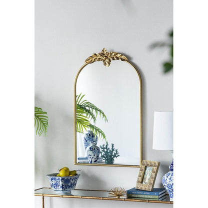 A&B Home 24" x 36" Bundle of 21 Gold Arched Metal Frame Wall-Mounted Mirror With Leaf Accent