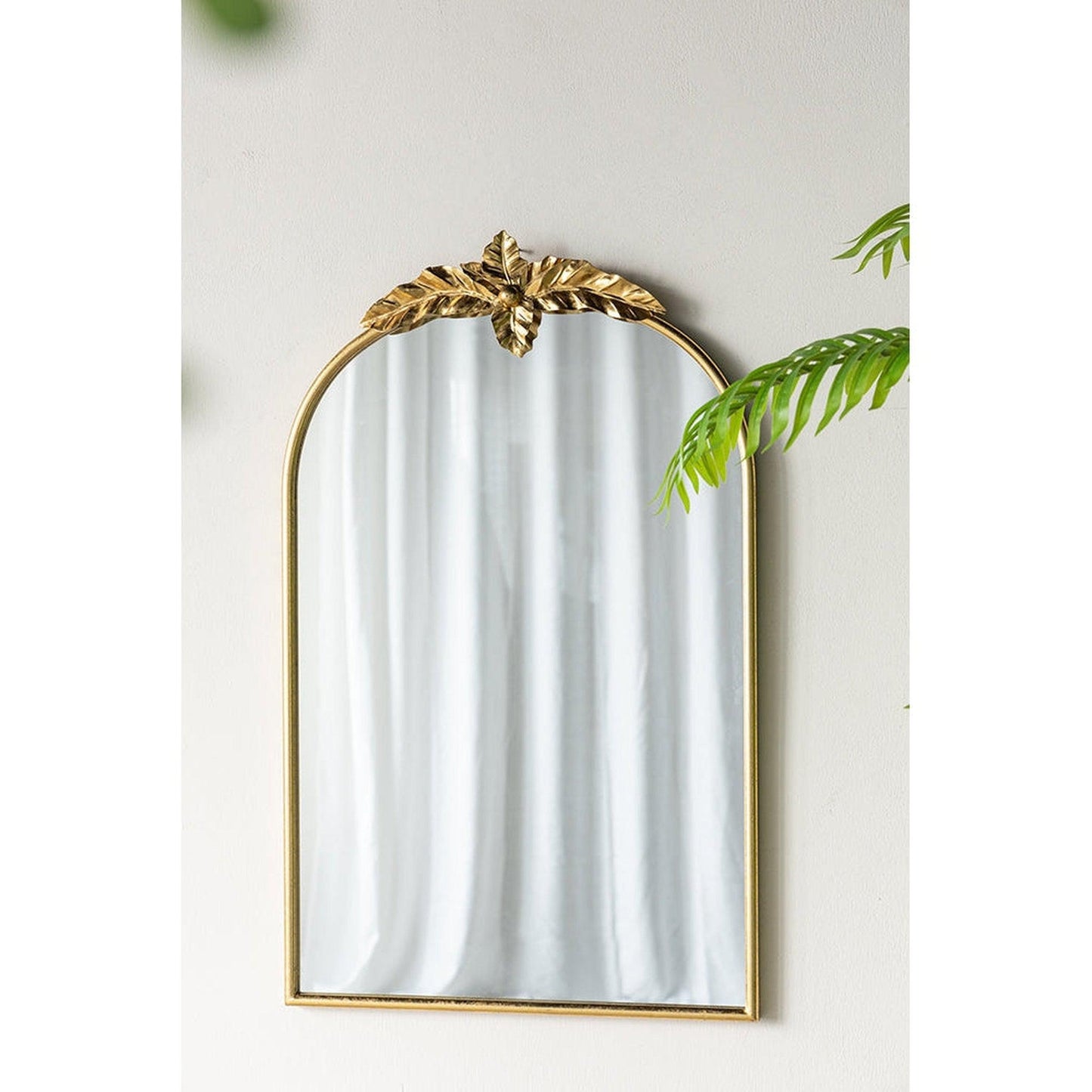 A&B Home 24" x 36" Bundle of 21 Gold Arched Metal Frame Wall-Mounted Mirror With Leaf Accent
